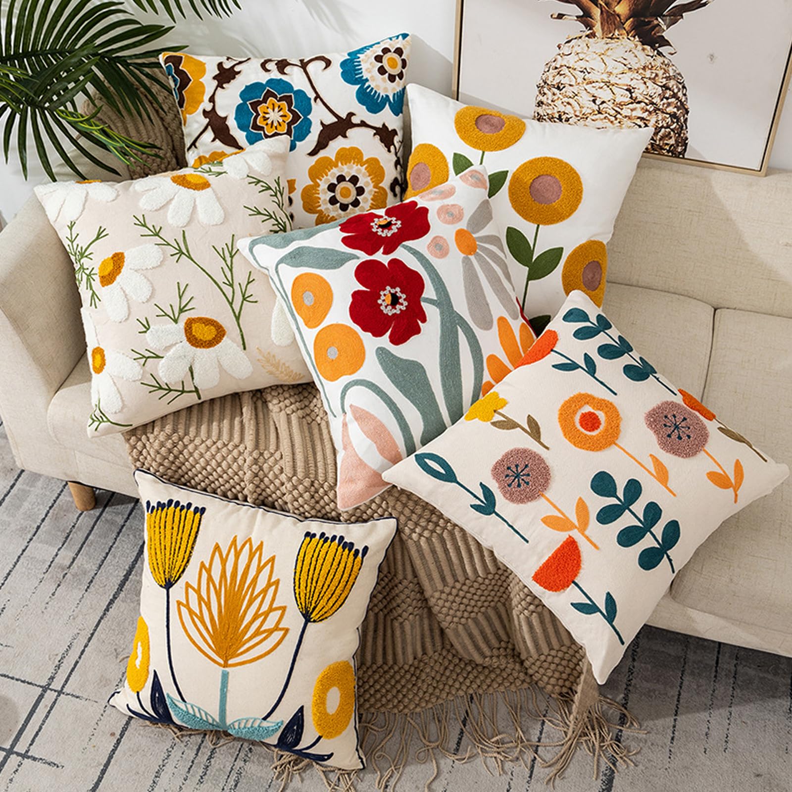 Goodinary® Embroidered Floral Throw Pillow Cover