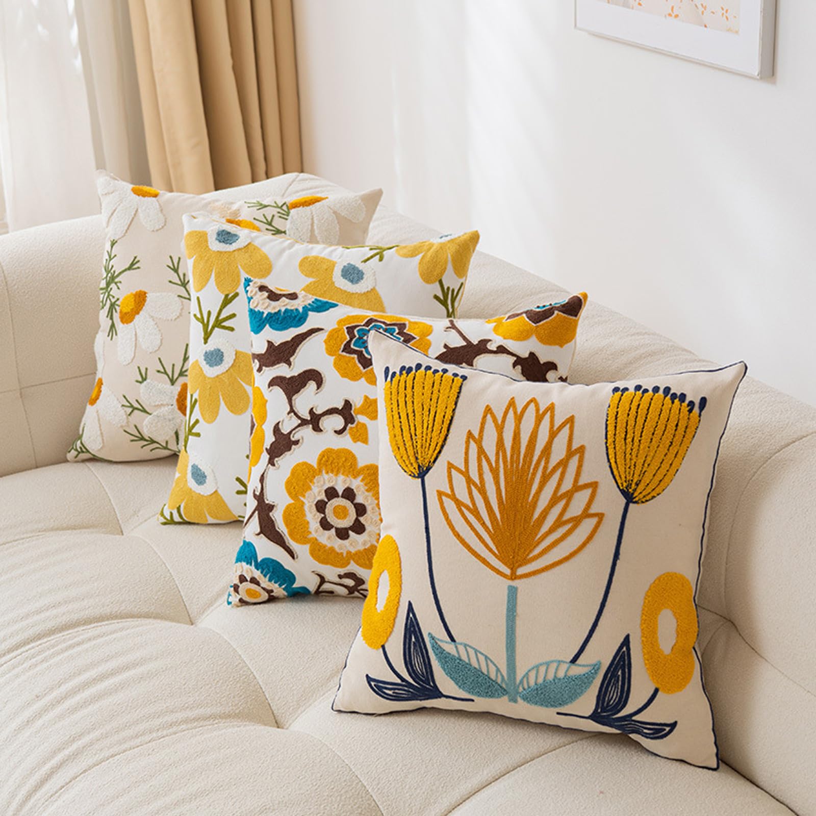 Goodinary® Embroidered Floral Throw Pillow Cover