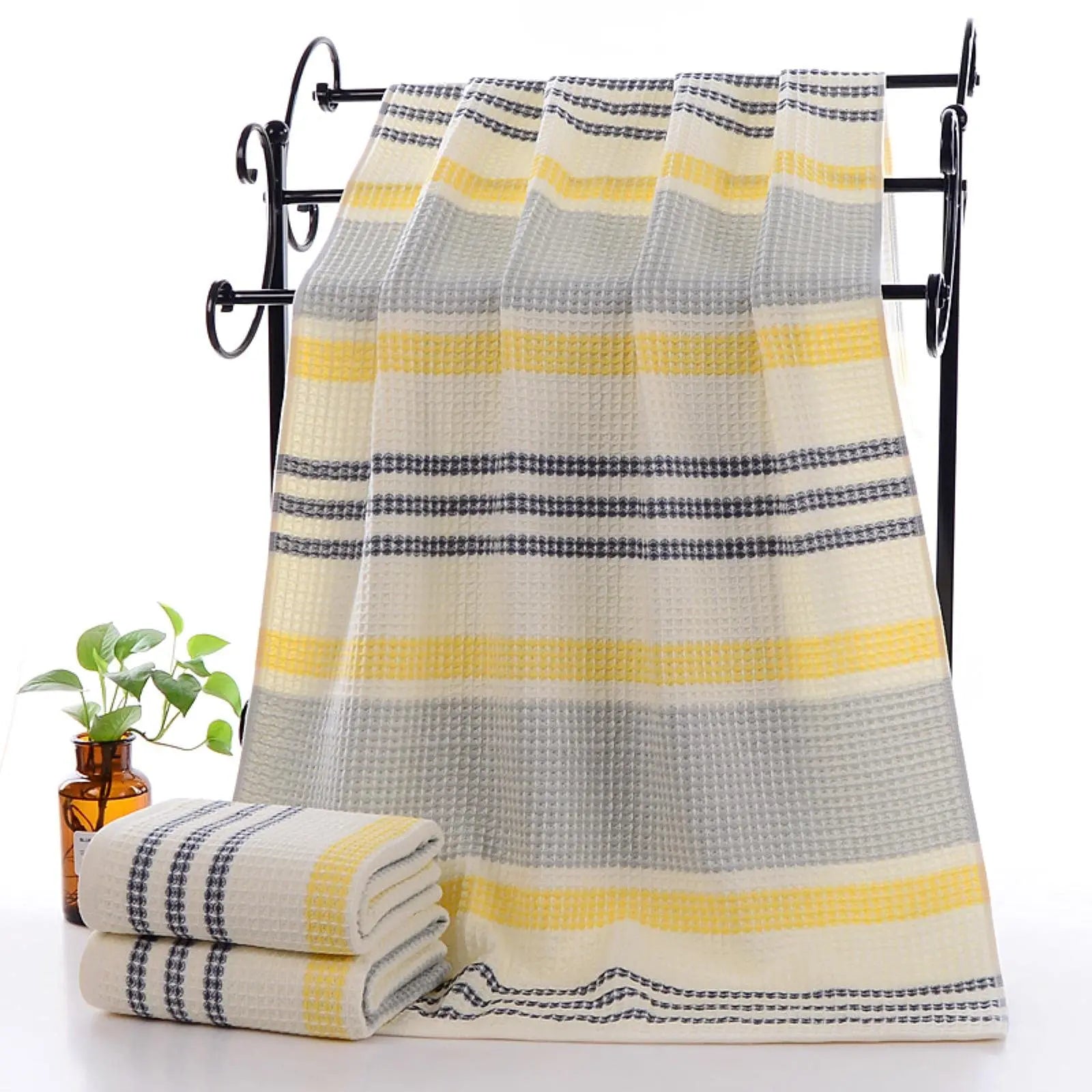 Goodinary® Cotton Honeycomb Waffle Soft Bath Towel (2Pcs) - Goodinary