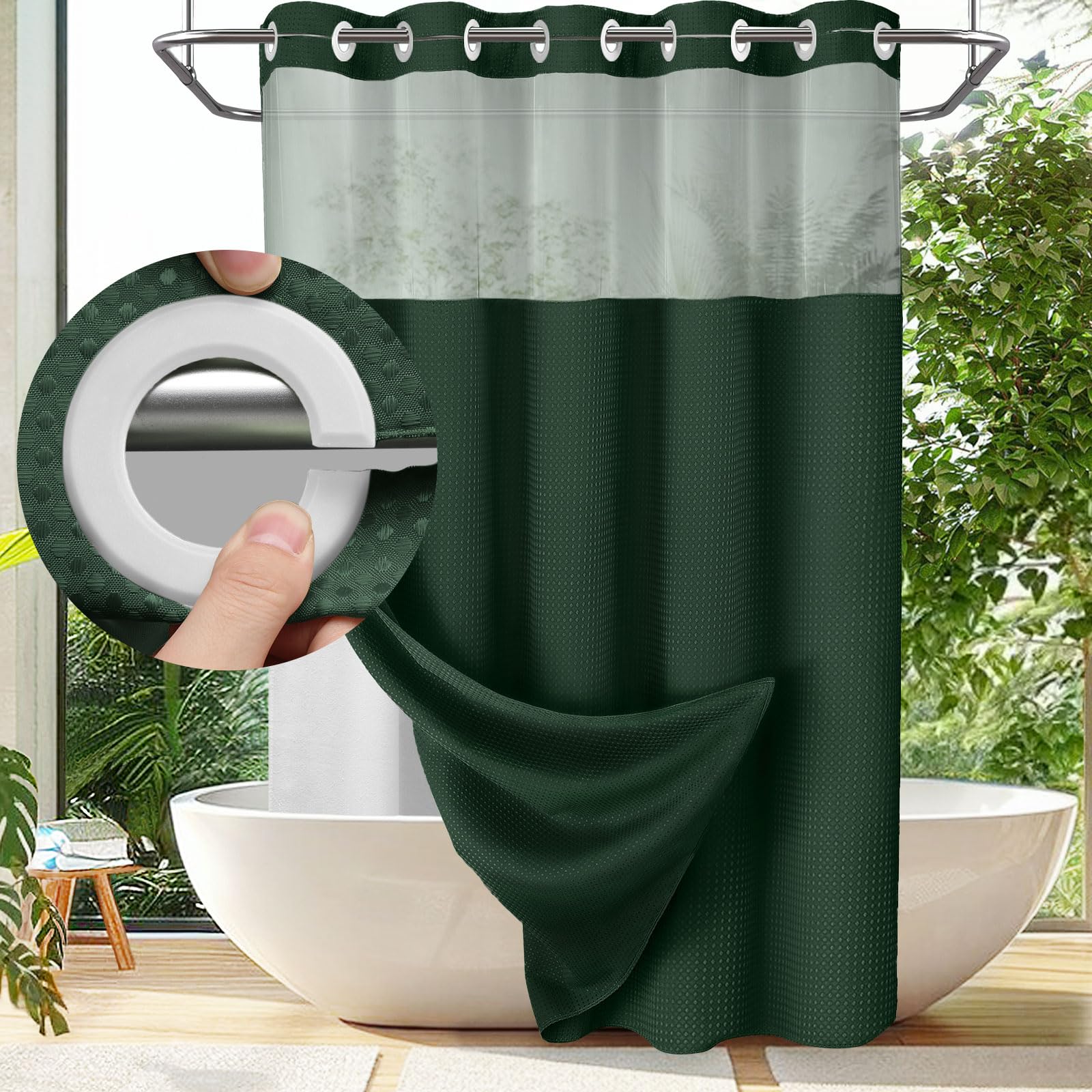 Goodinary® No Hook Shower Curtain