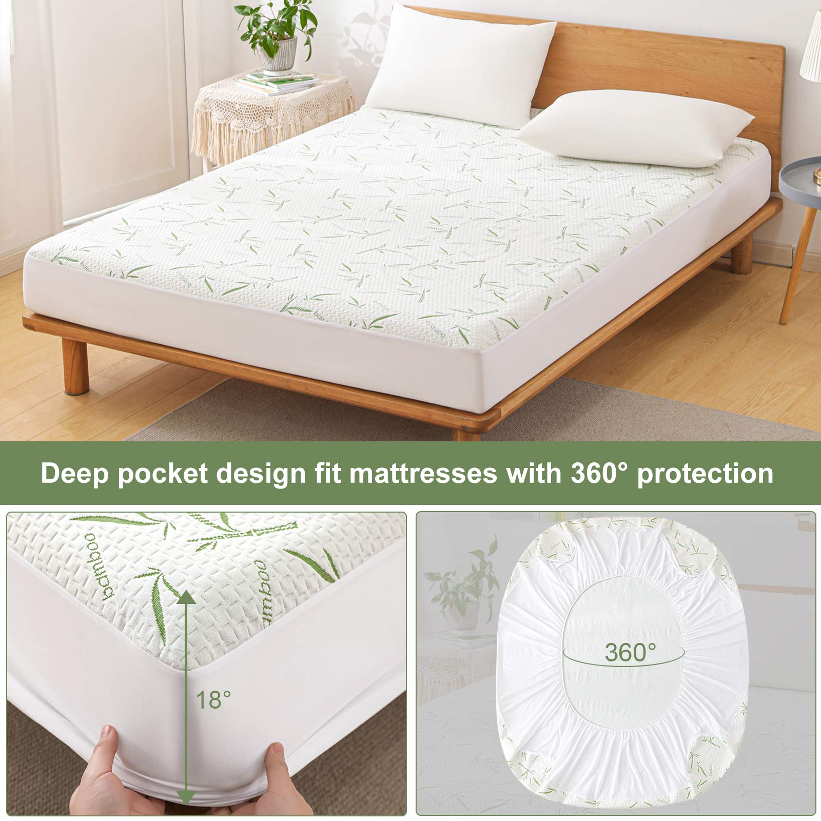 Goodinary® Waterproof Bamboo Rayon Mattress Protector