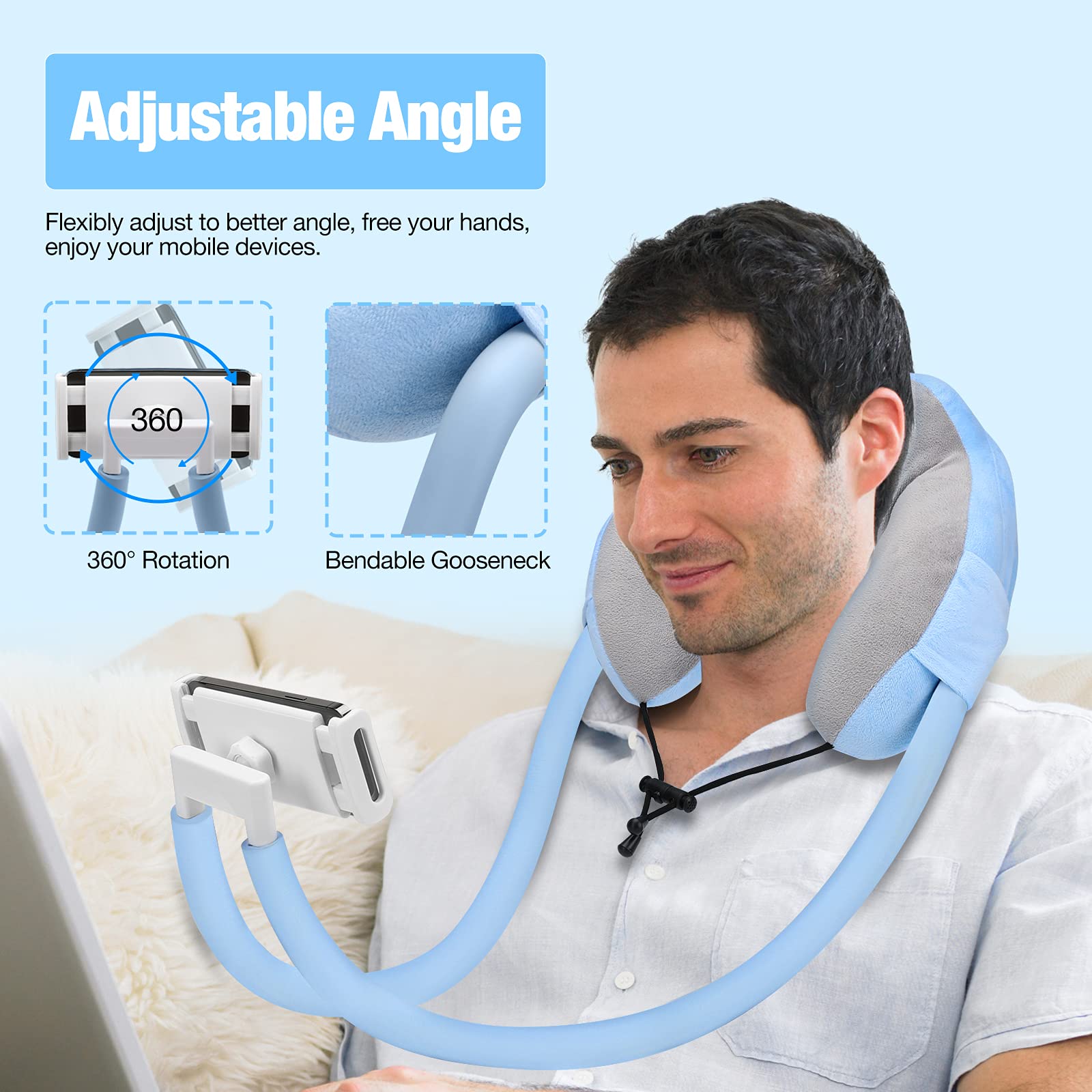 Goodinary® Adjustable Neck Phone Stand & Travel Pillow