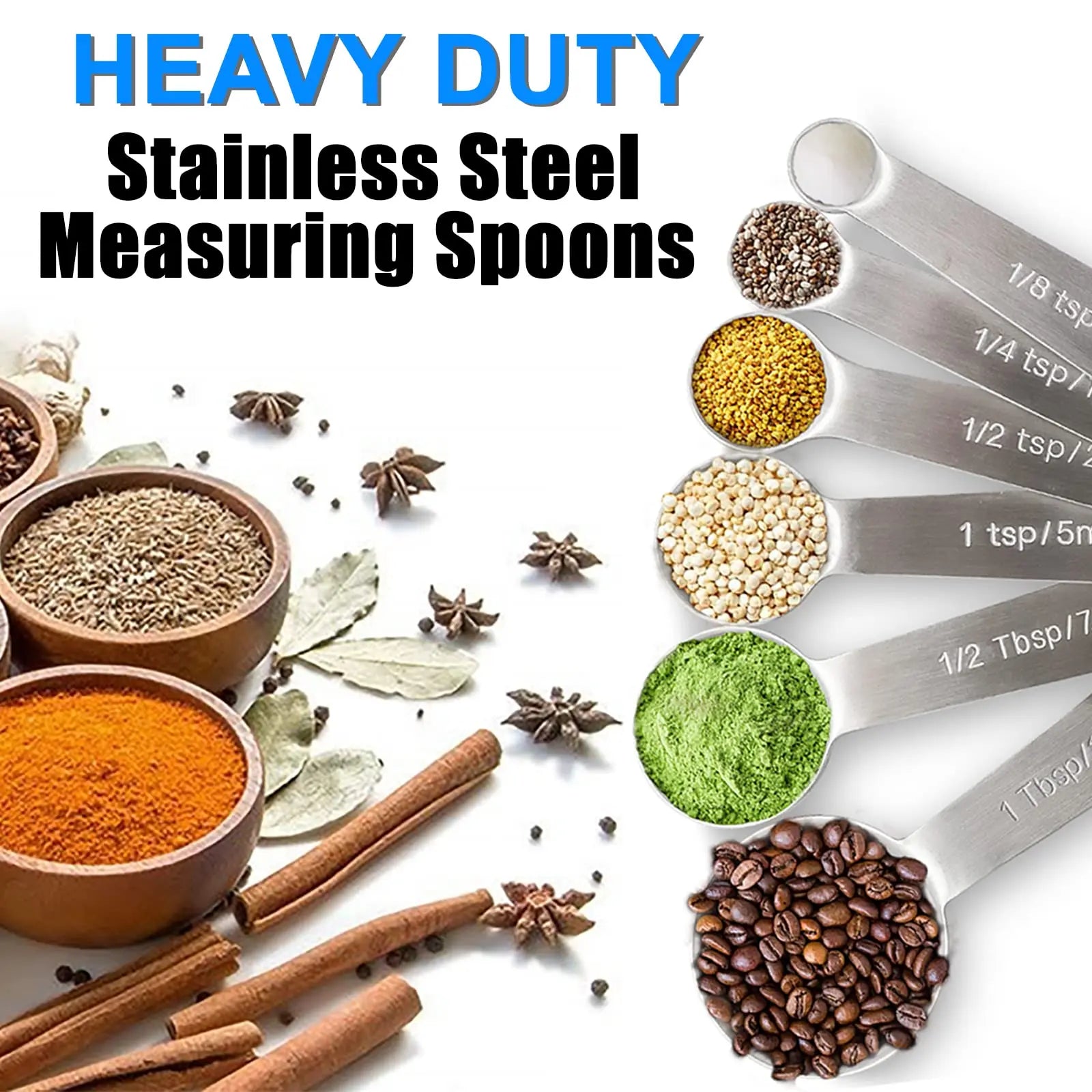 Goodinary® Stainless Steel Measuring Spoons Set (6 Pcs) Goodinary