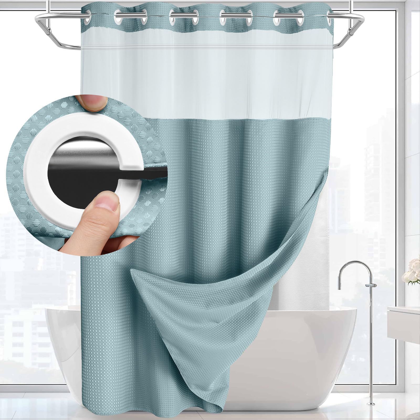 Goodinary® No Hook Shower Curtain