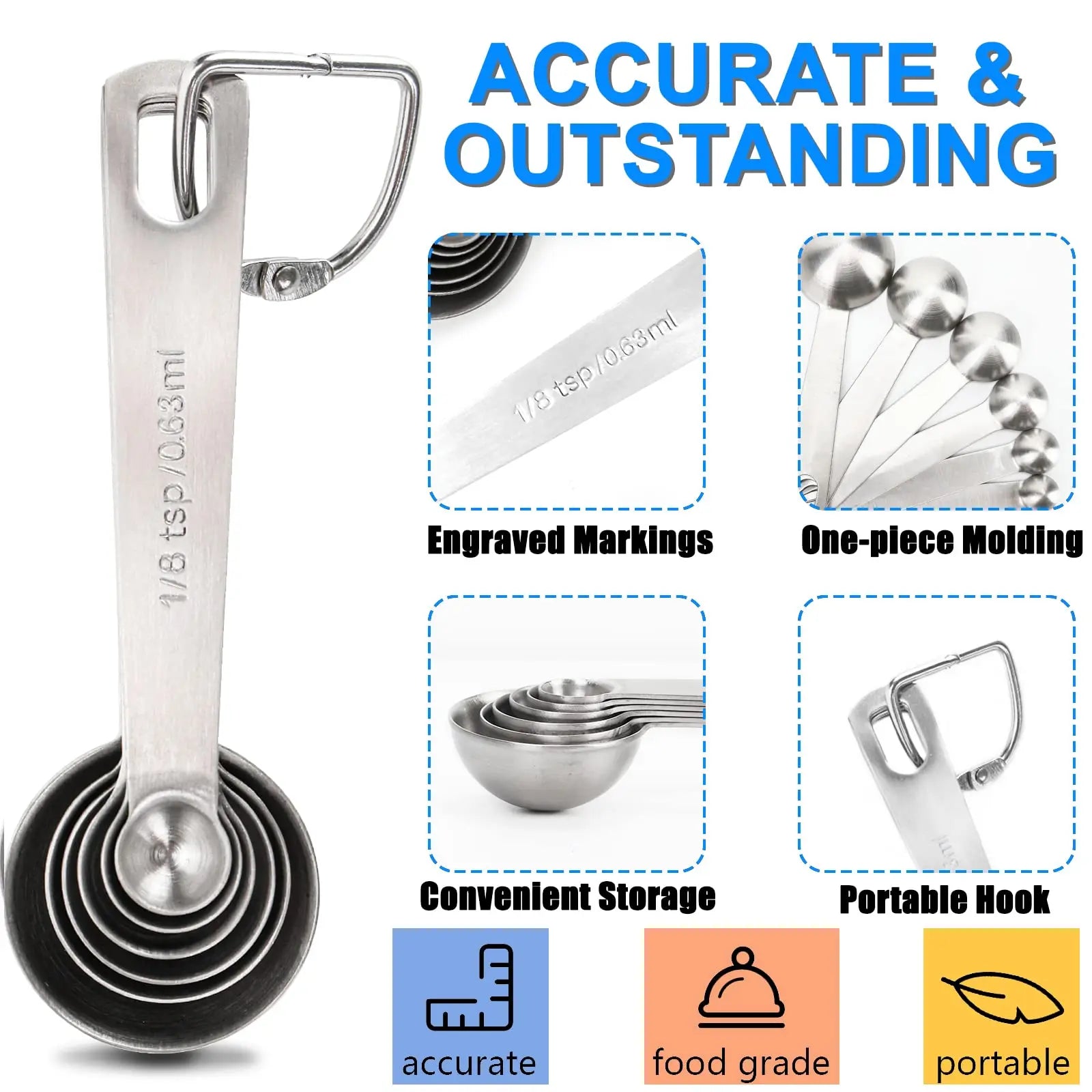 Goodinary® Stainless Steel Measuring Spoons Set (6 Pcs) Goodinary