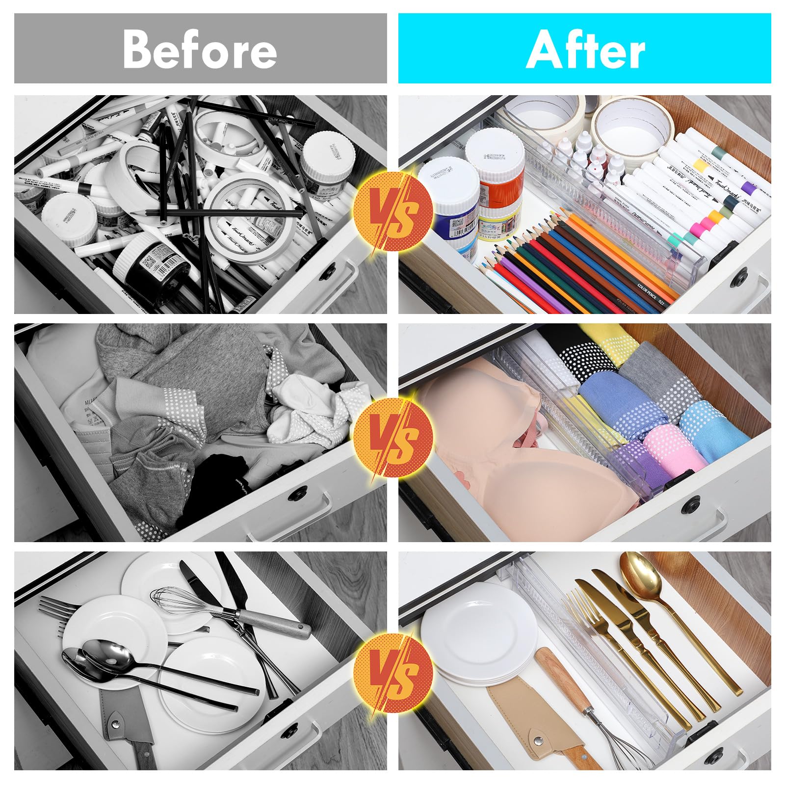 Goodinary® Adjustable Drawer Organizers Pack