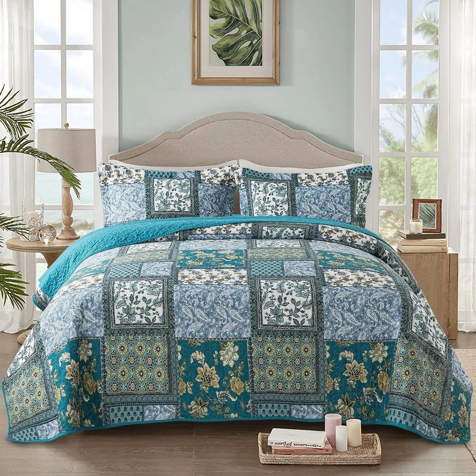 Goodinary® Patchwork Quilt Set (1 Bedspread & 2 Pillow Cases) - Goodinary