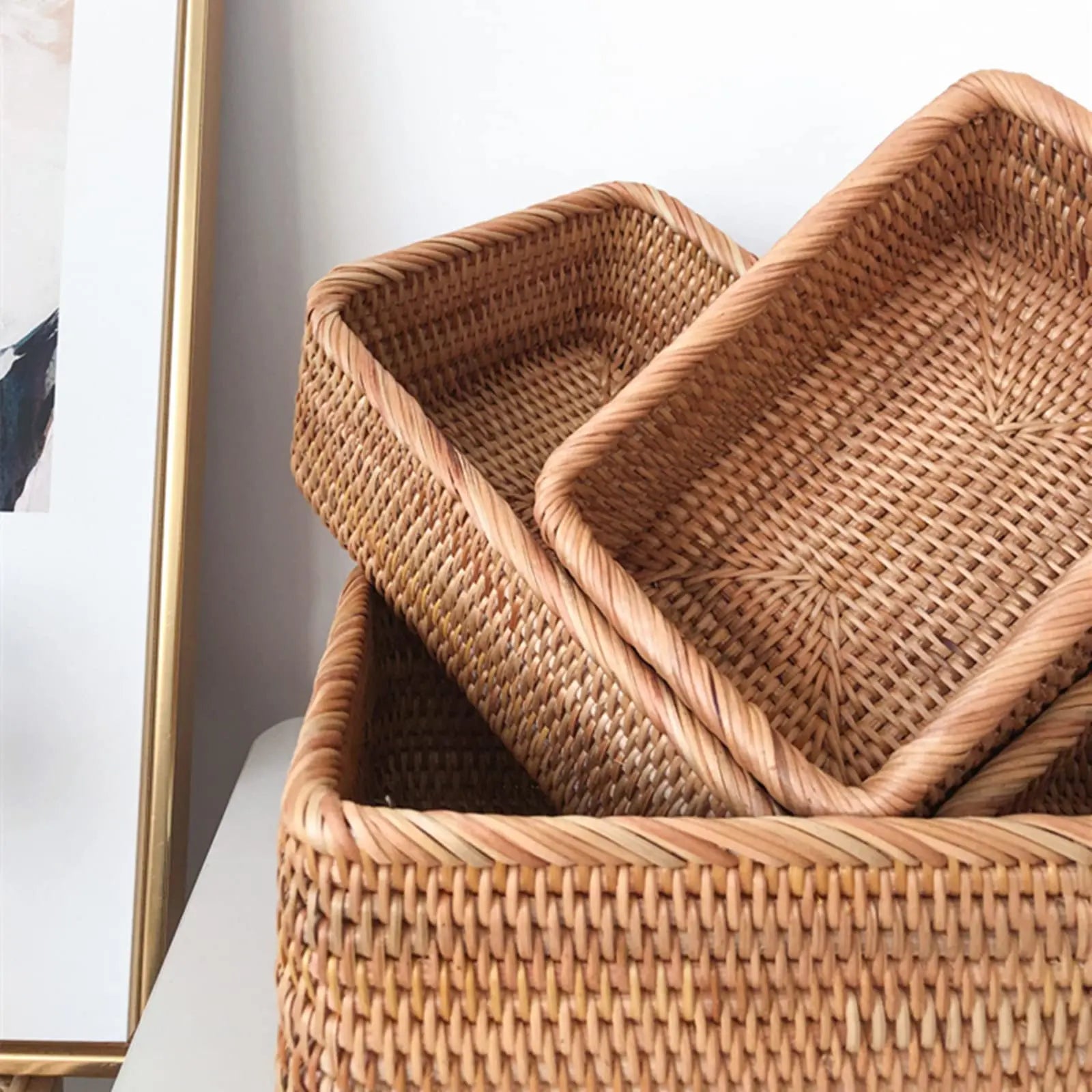 Goodinary® Handwoven Rattan Storage Basket Set Goodinary