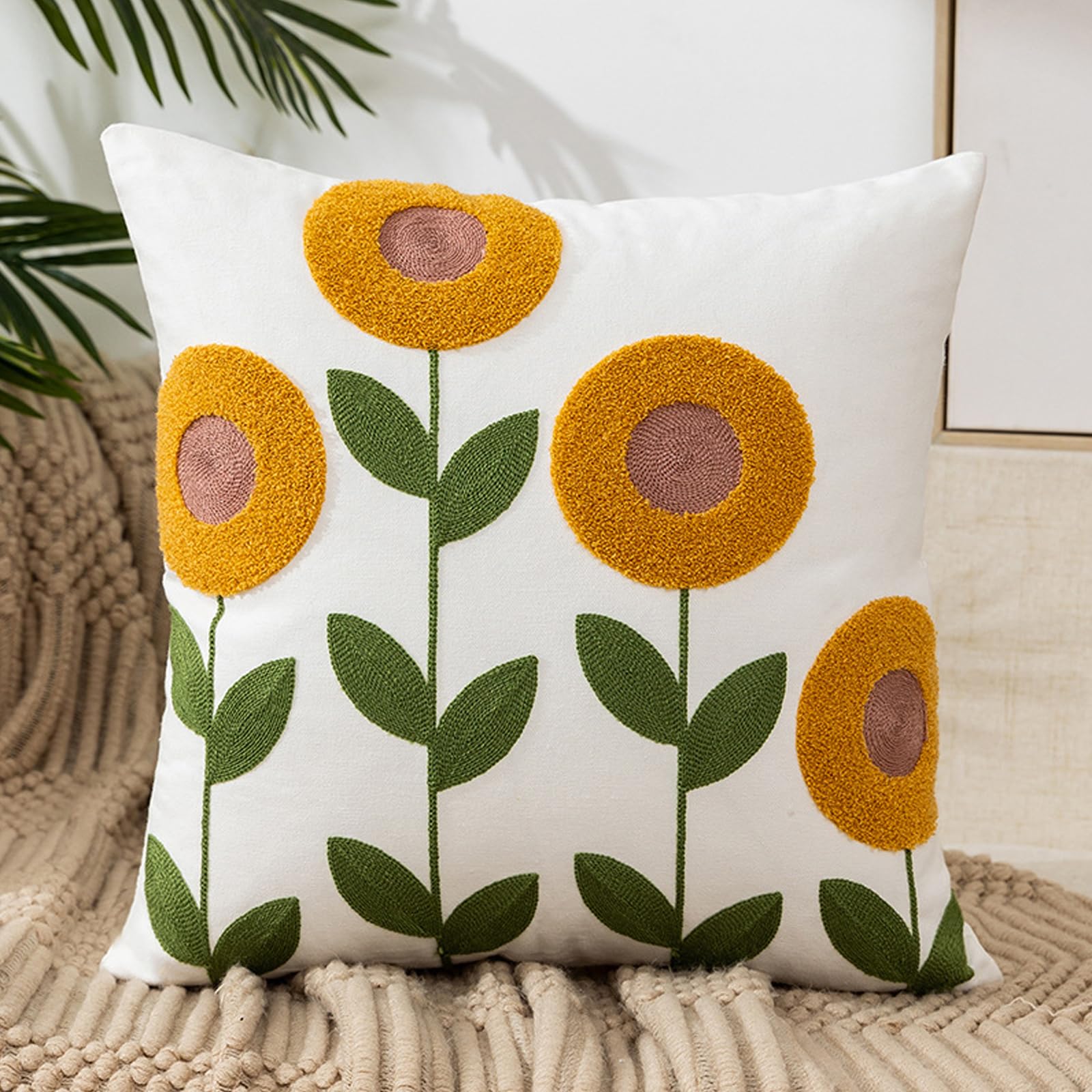Goodinary® Embroidered Floral Throw Pillow Cover