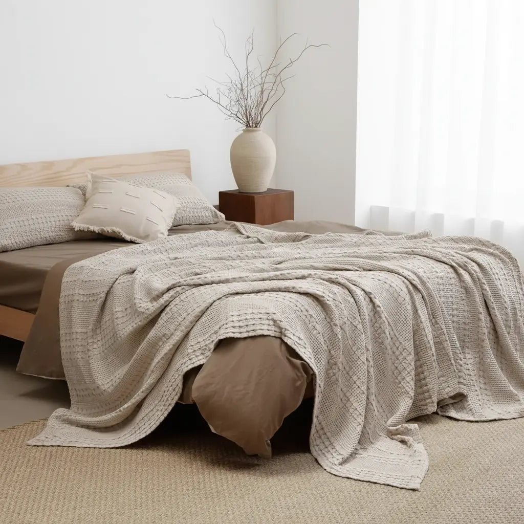 Goodinary® Breathable Cotton Waffle Weave Blanket Goodinary