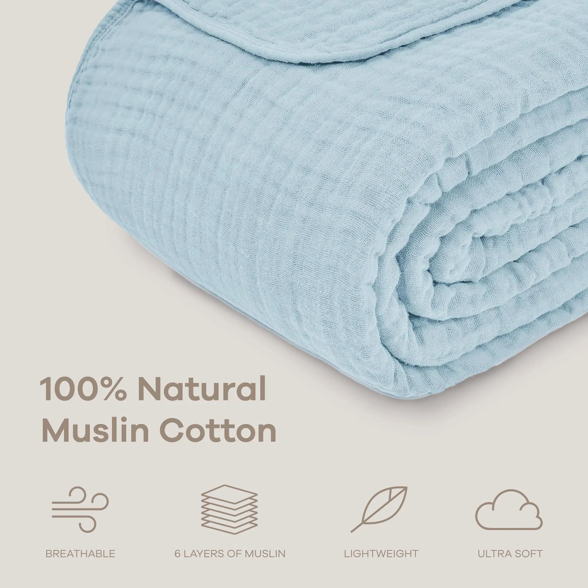Goodinary® Lightweight Cotton Muslin Throw Blanket Goodinary