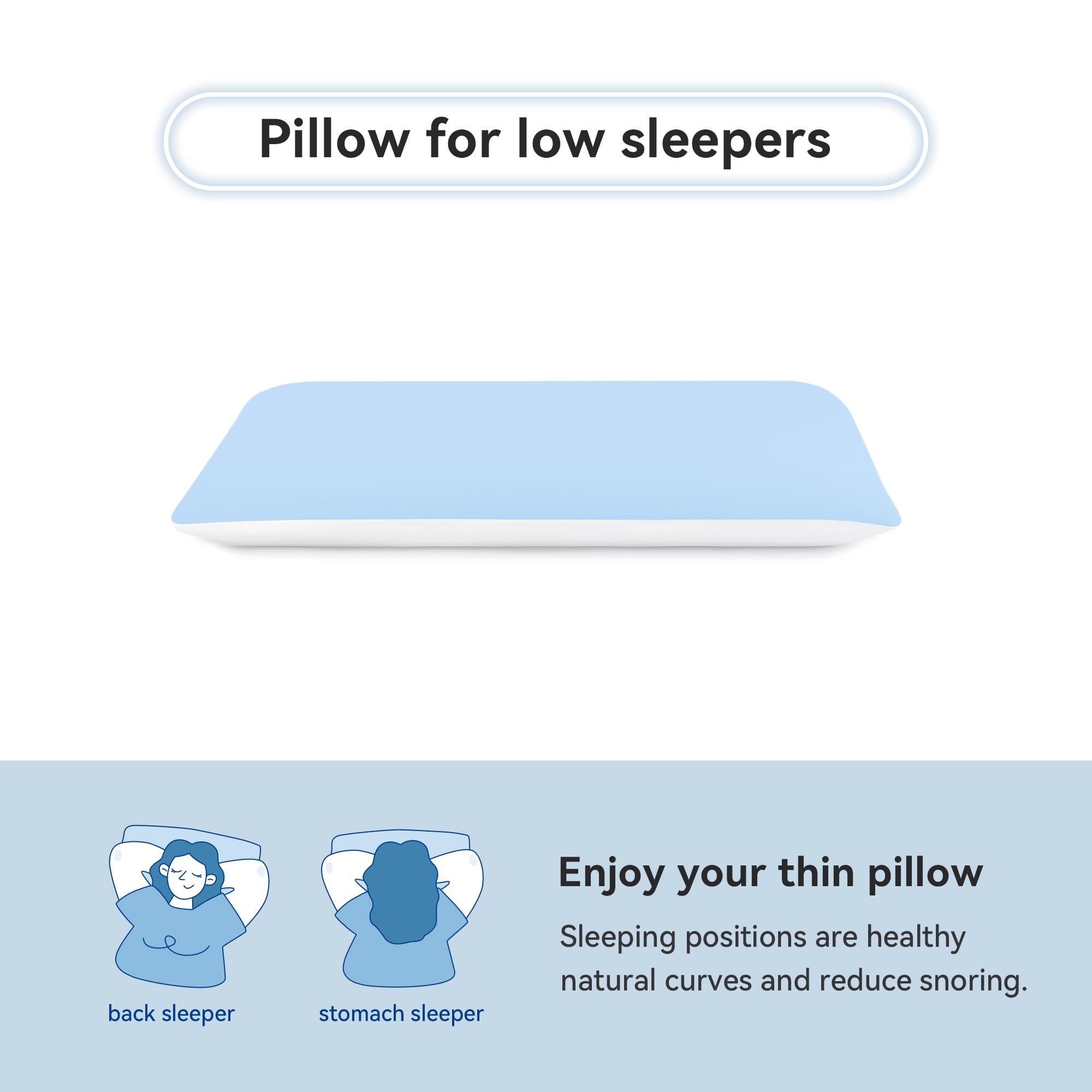 Goodinary® Hyper Slim Pillow with Thin Flat Design Goodinary