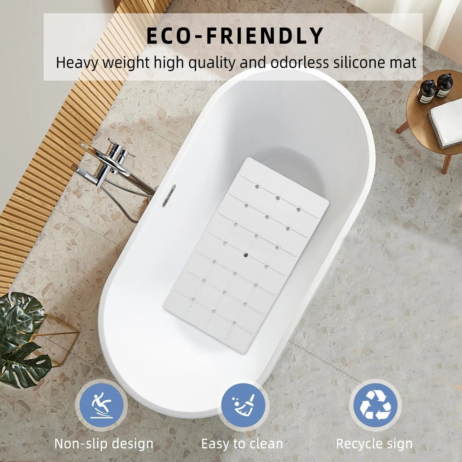Goodinary® Silicone Foldable Tub Mat with Strong Suction Cups Goodinary