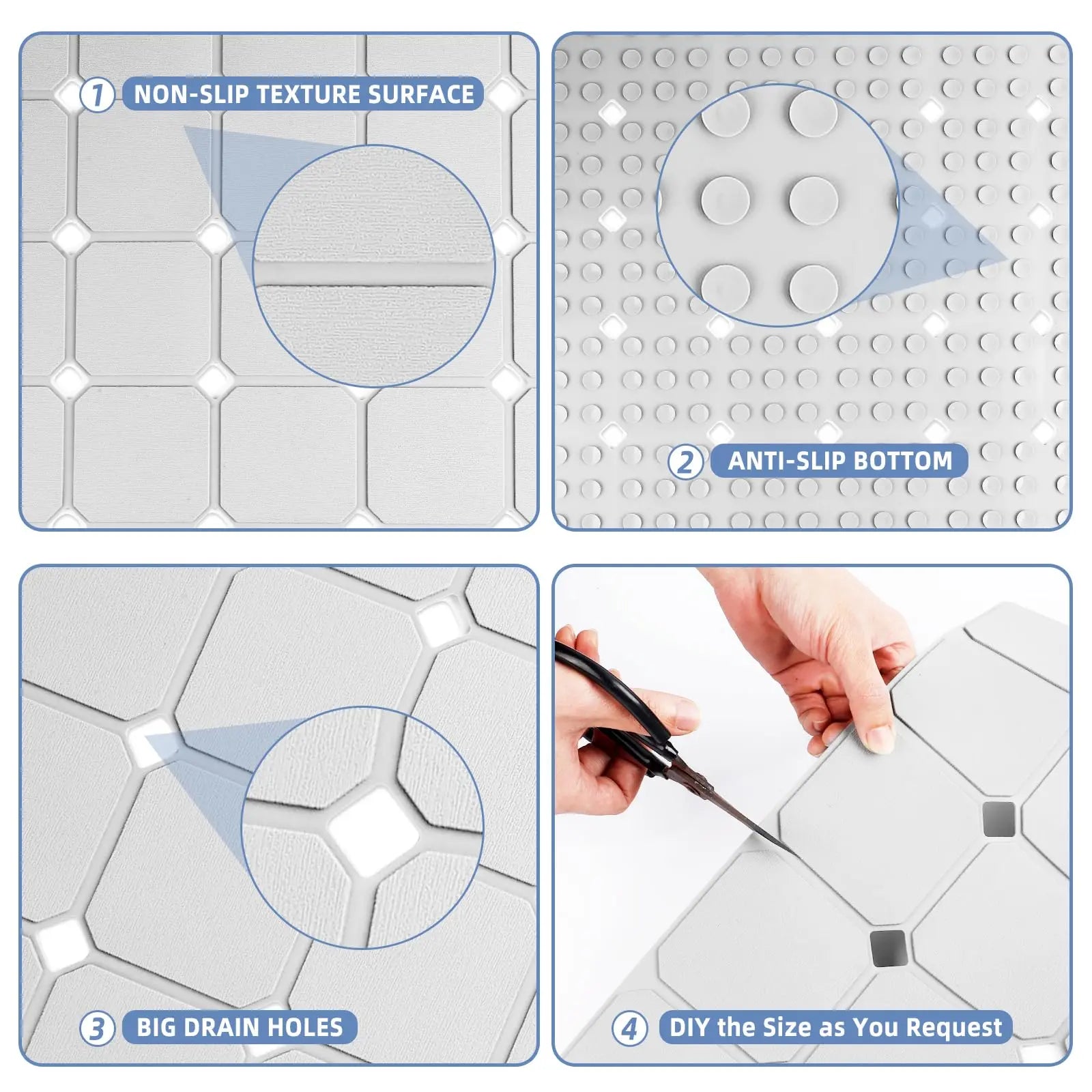 Goodinary® Silicone Foldable Tub Mat with Strong Suction Cups Goodinary