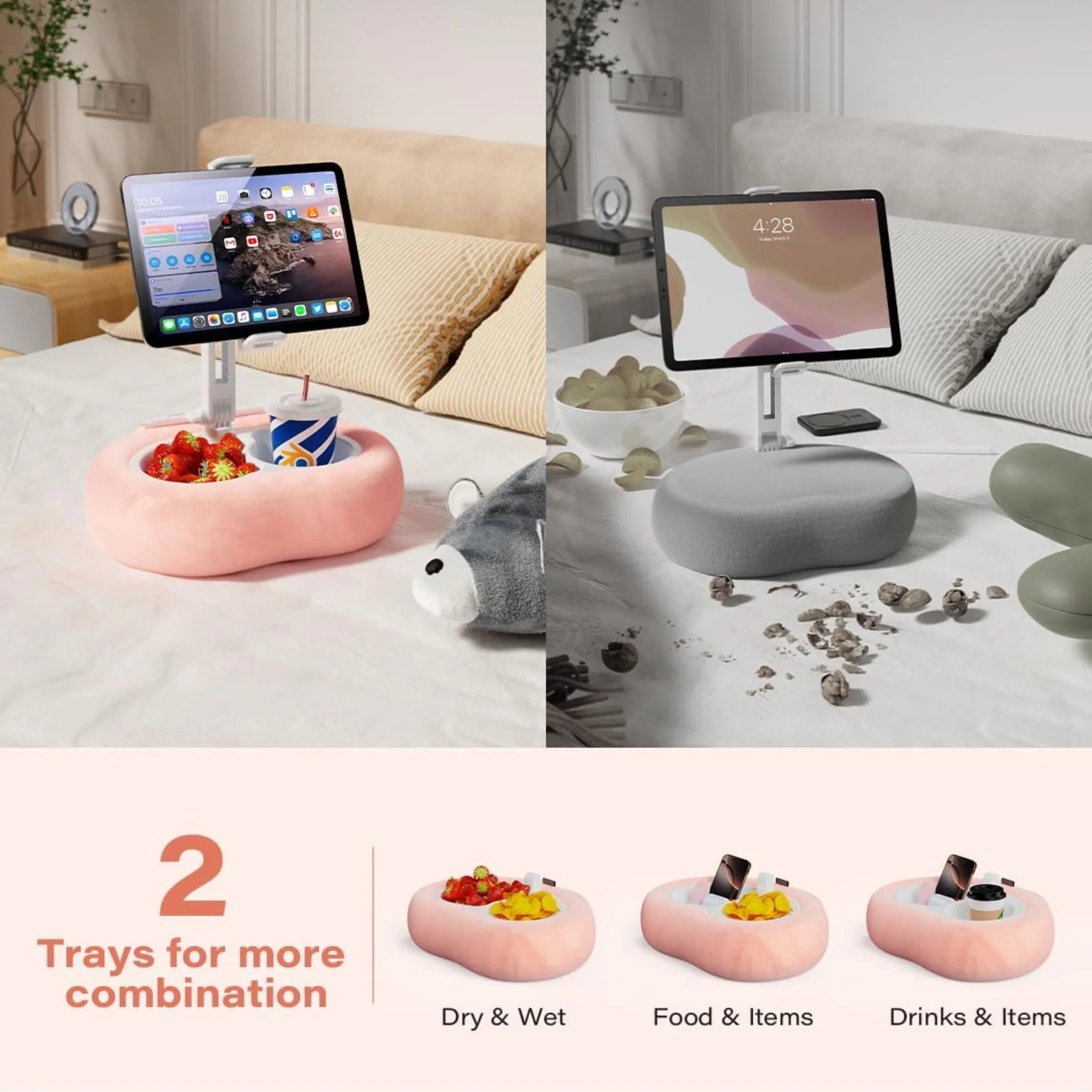 Goodinary® Tablet Pillow Stand Holder with Dual Trays