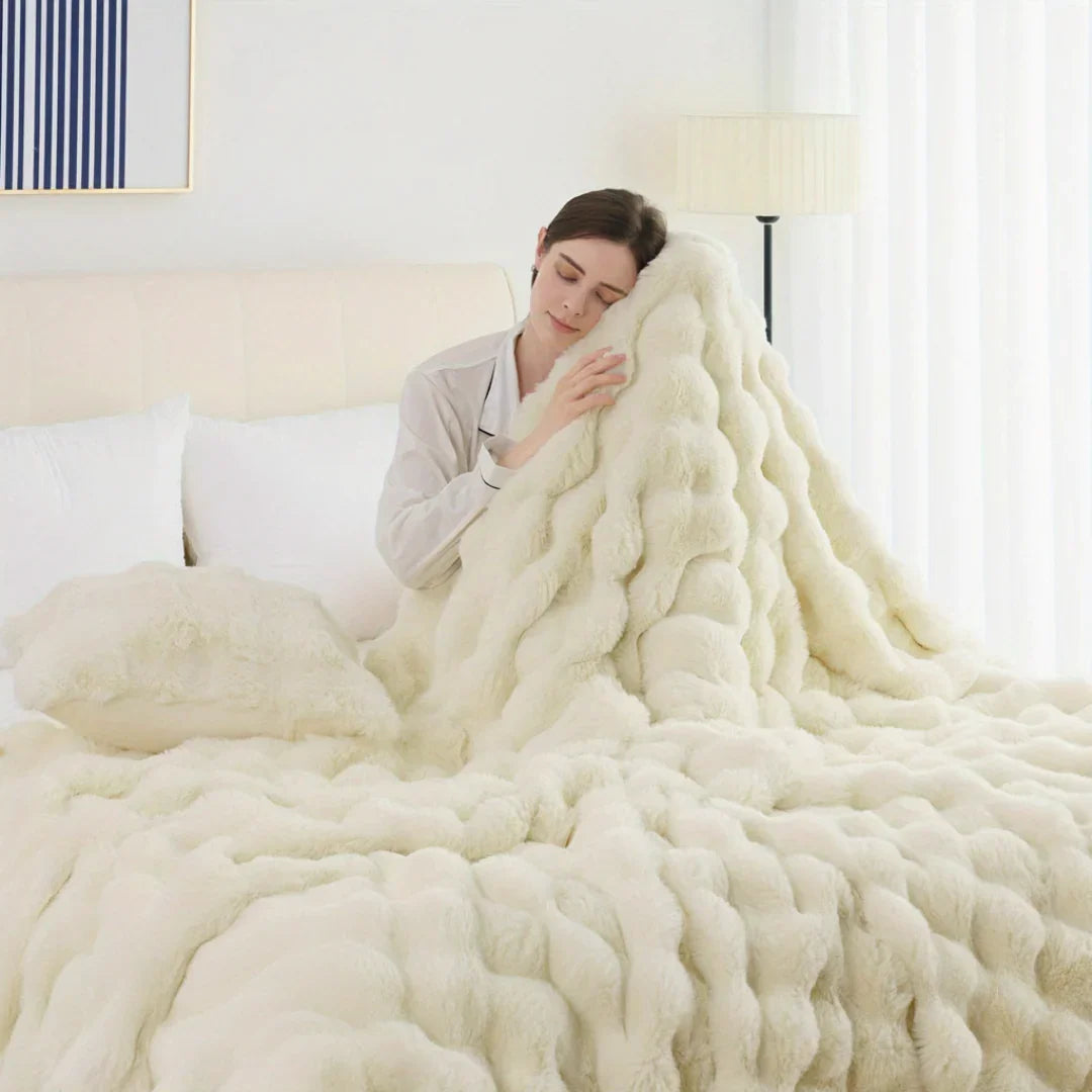 Goodinary® Luxury Tie Dye Faux Rabbit Fur Blanket