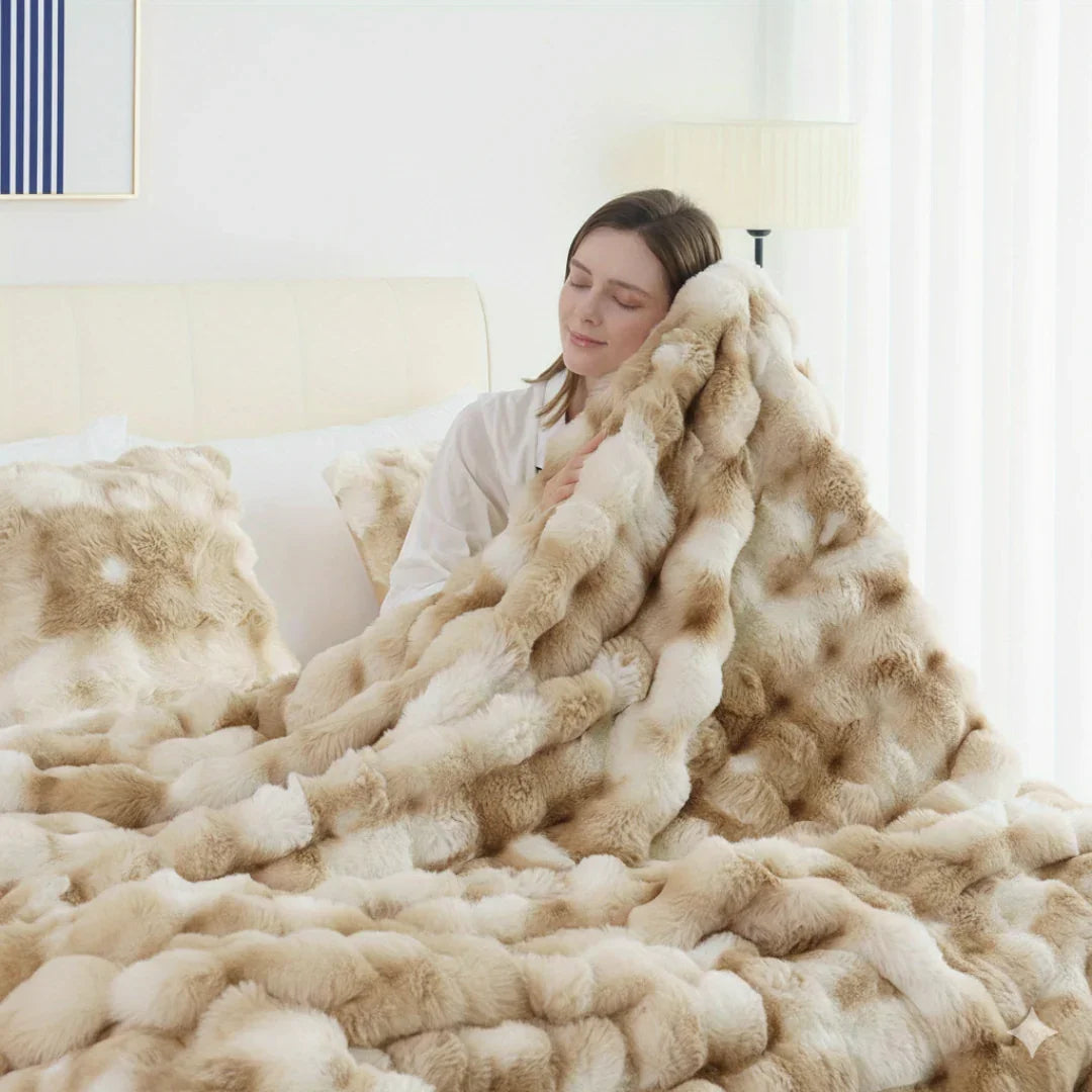 Goodinary® Luxury Tie Dye Faux Rabbit Fur Blanket