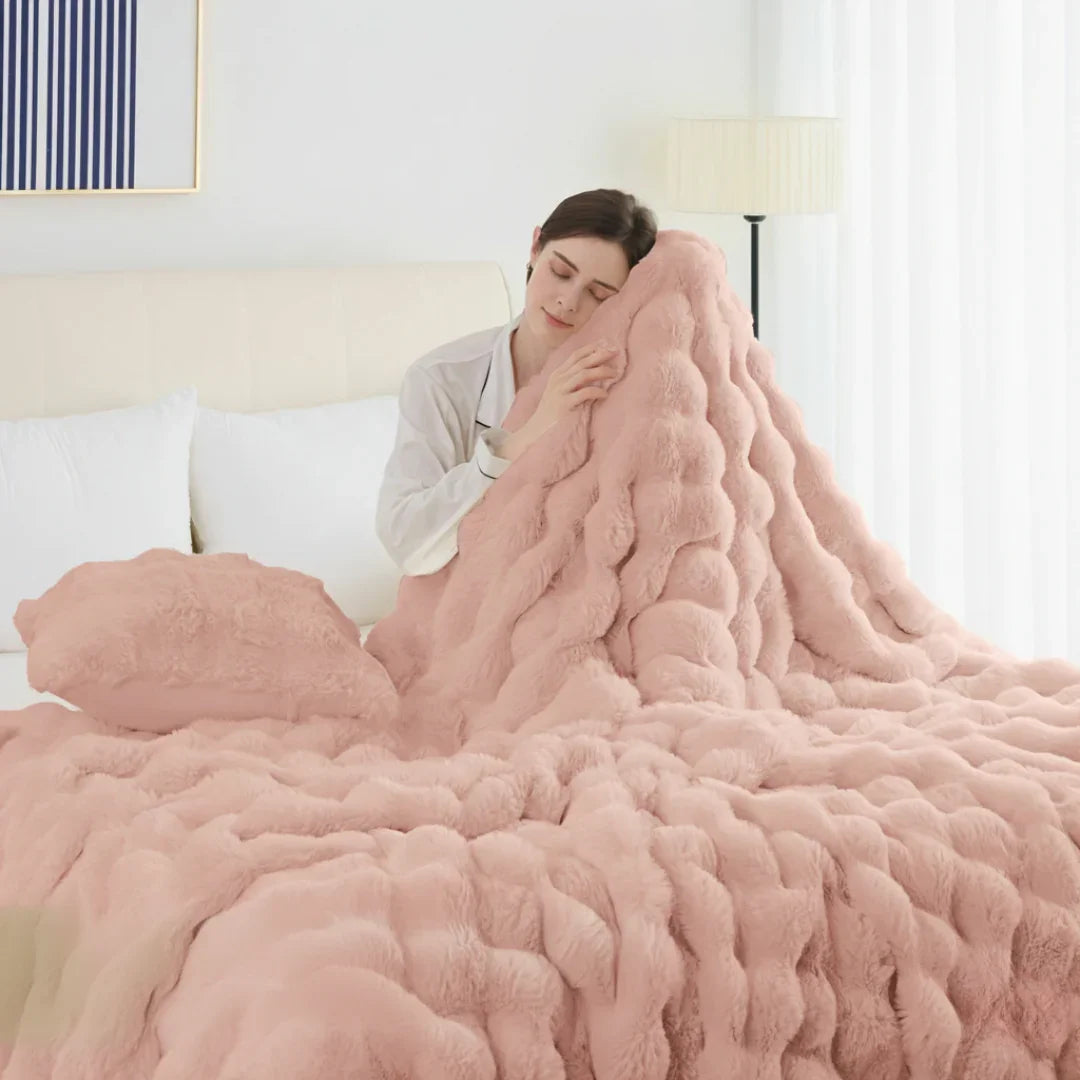 Goodinary® Luxury Tie Dye Faux Rabbit Fur Blanket