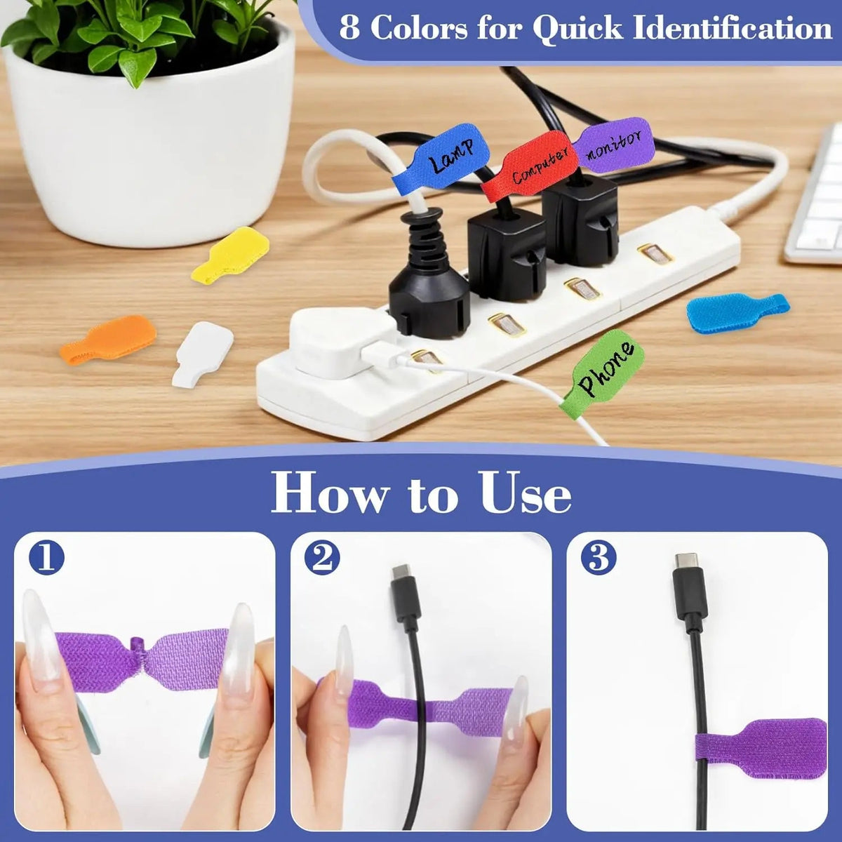 Office Object™ Reusable Cable Tags (3Pcs)