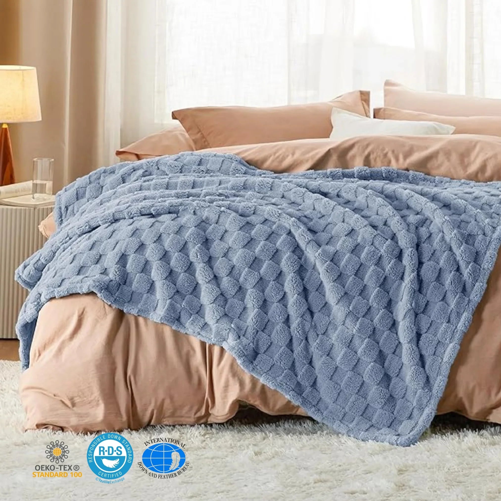 Goodinary® Checkered Throw Blanket Soft Fleece Cozy