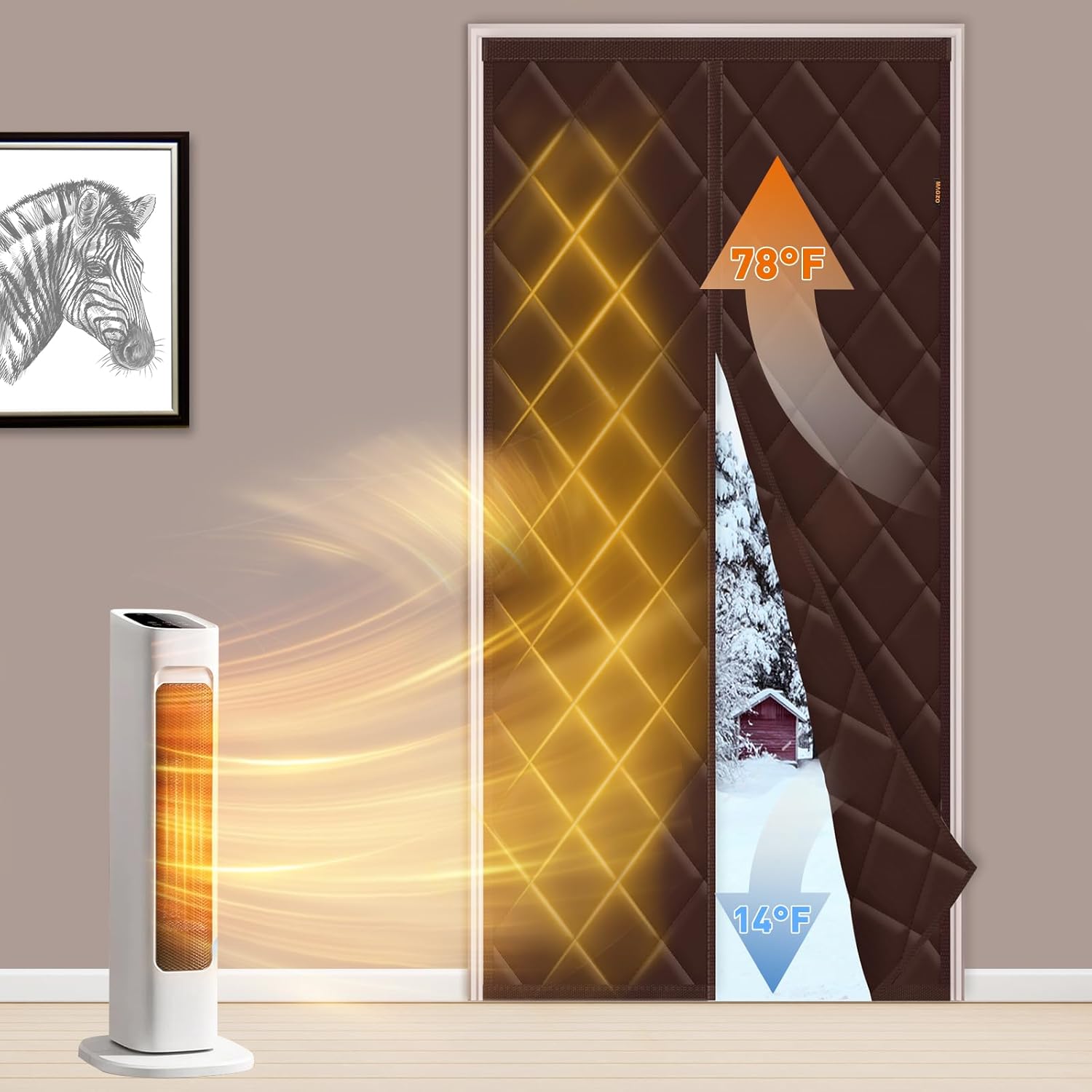 Goodinary® Waterproof Coldproof Magnetic Cotton Door Curtain