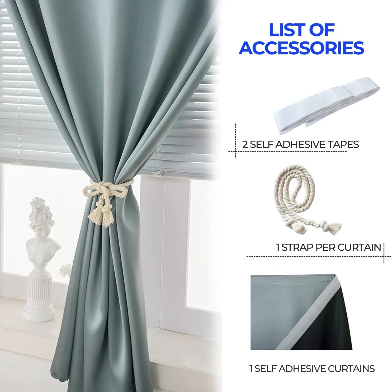 Goodinary® Self Adhesive Portable Blackout Curtains Goodinary