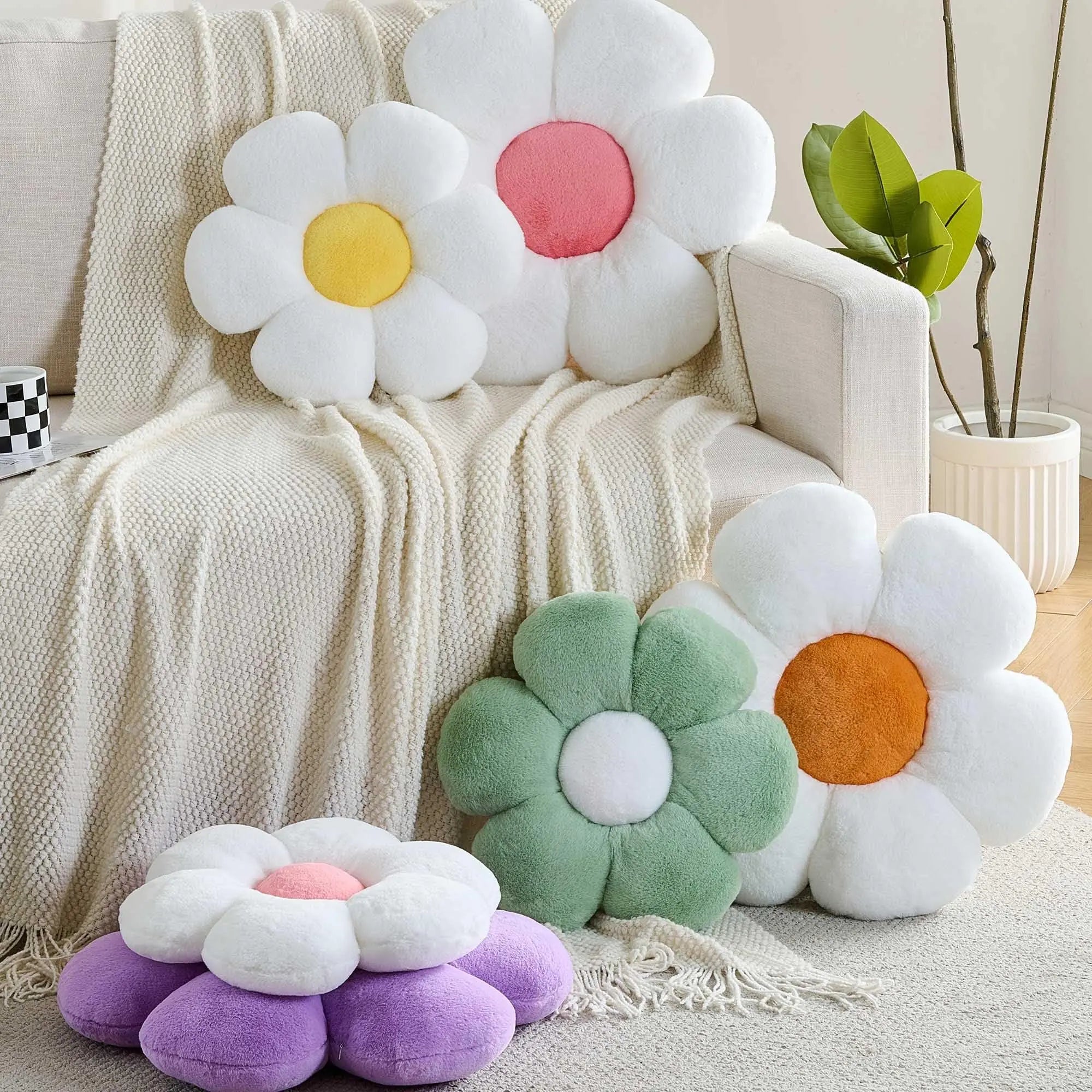Goodinary® Flower Plush Soft Decorative Throw Pillow Goodinary