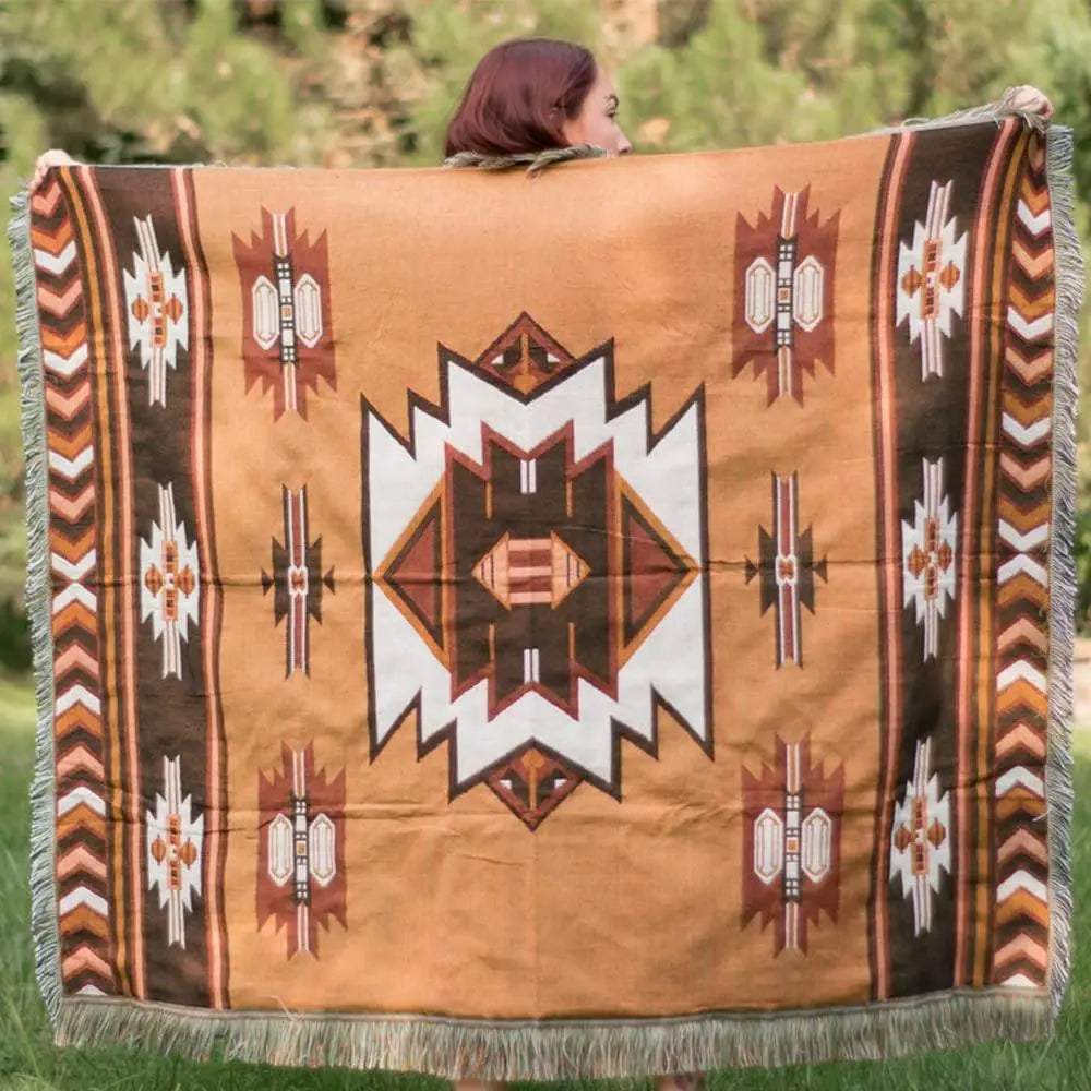 Goodinary® Brown Aztec Reversible Woven Throw Blanket Goodinary
