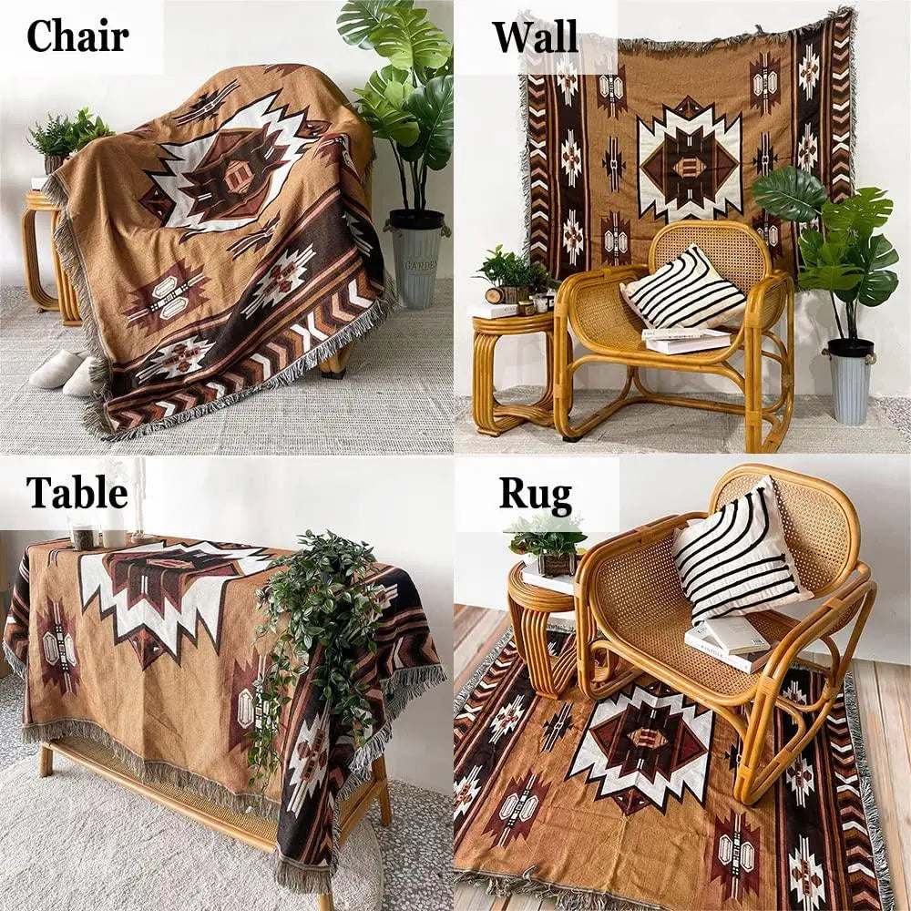 Goodinary® Brown Aztec Reversible Woven Throw Blanket Goodinary