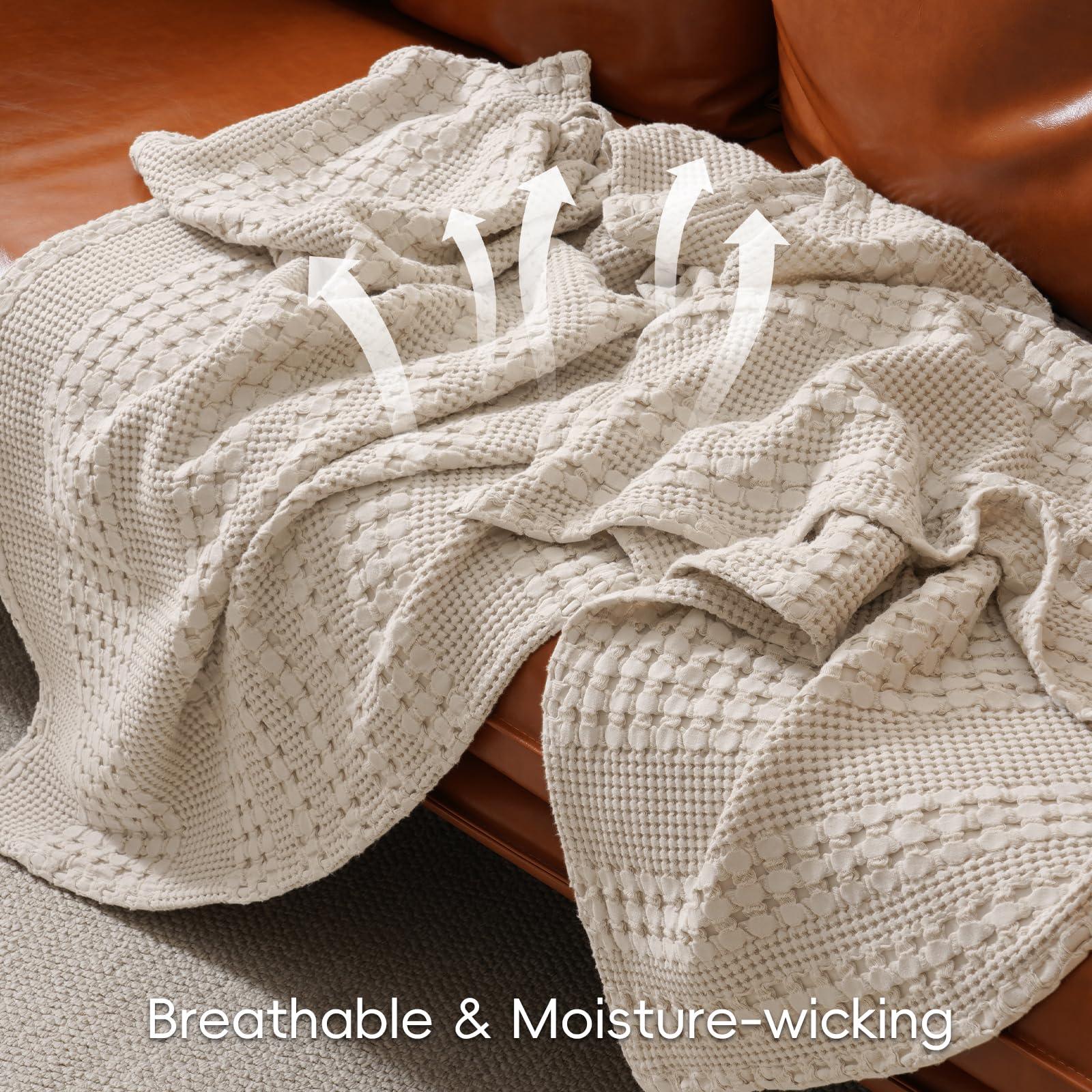 Goodinary® Breathable Cotton Waffle Weave Blanket