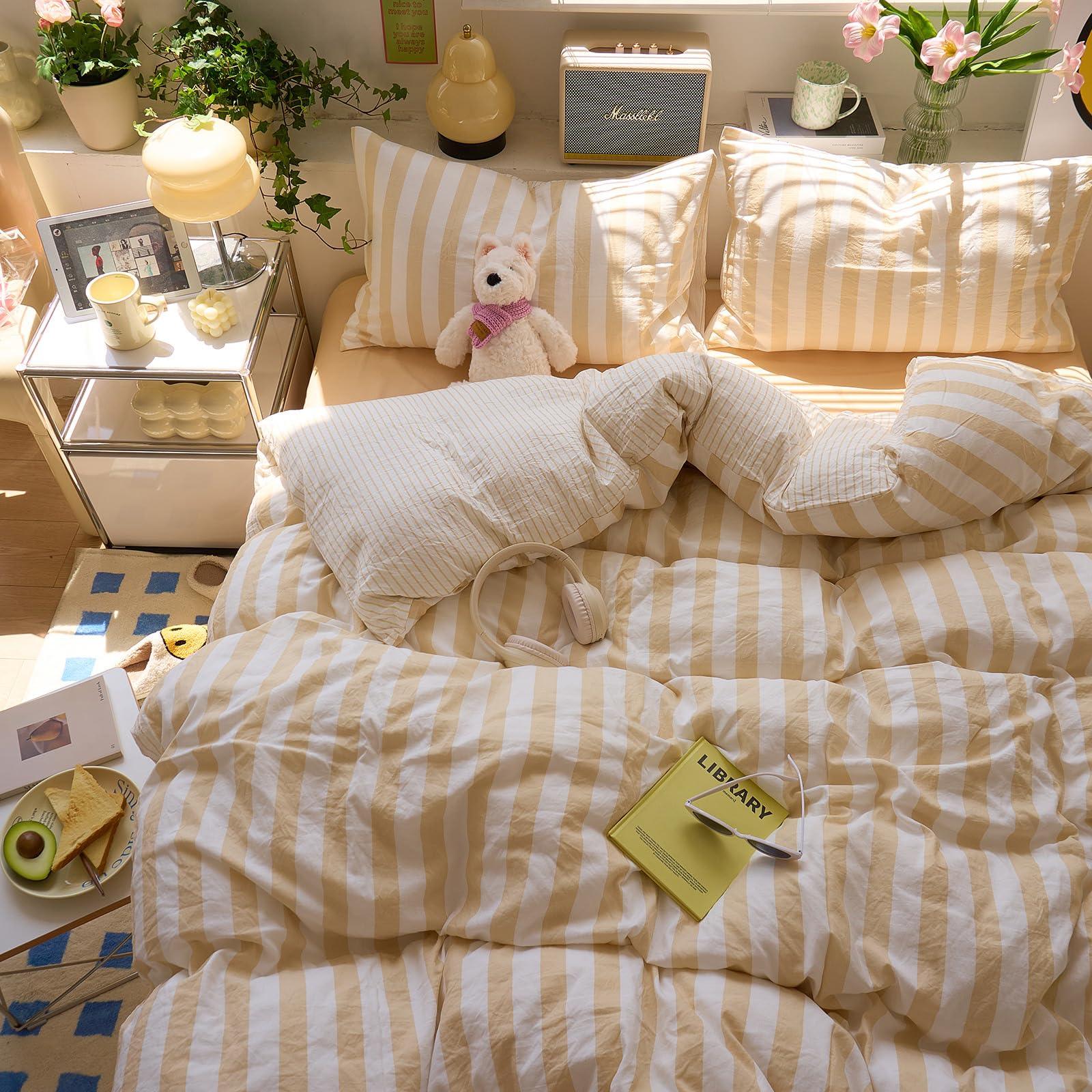 Goodinary® Washed Cotton Crepe Striped Quilt Set