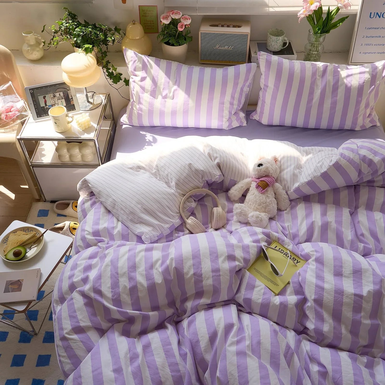 Goodinary® Washed Cotton Crepe Striped Quilt Set