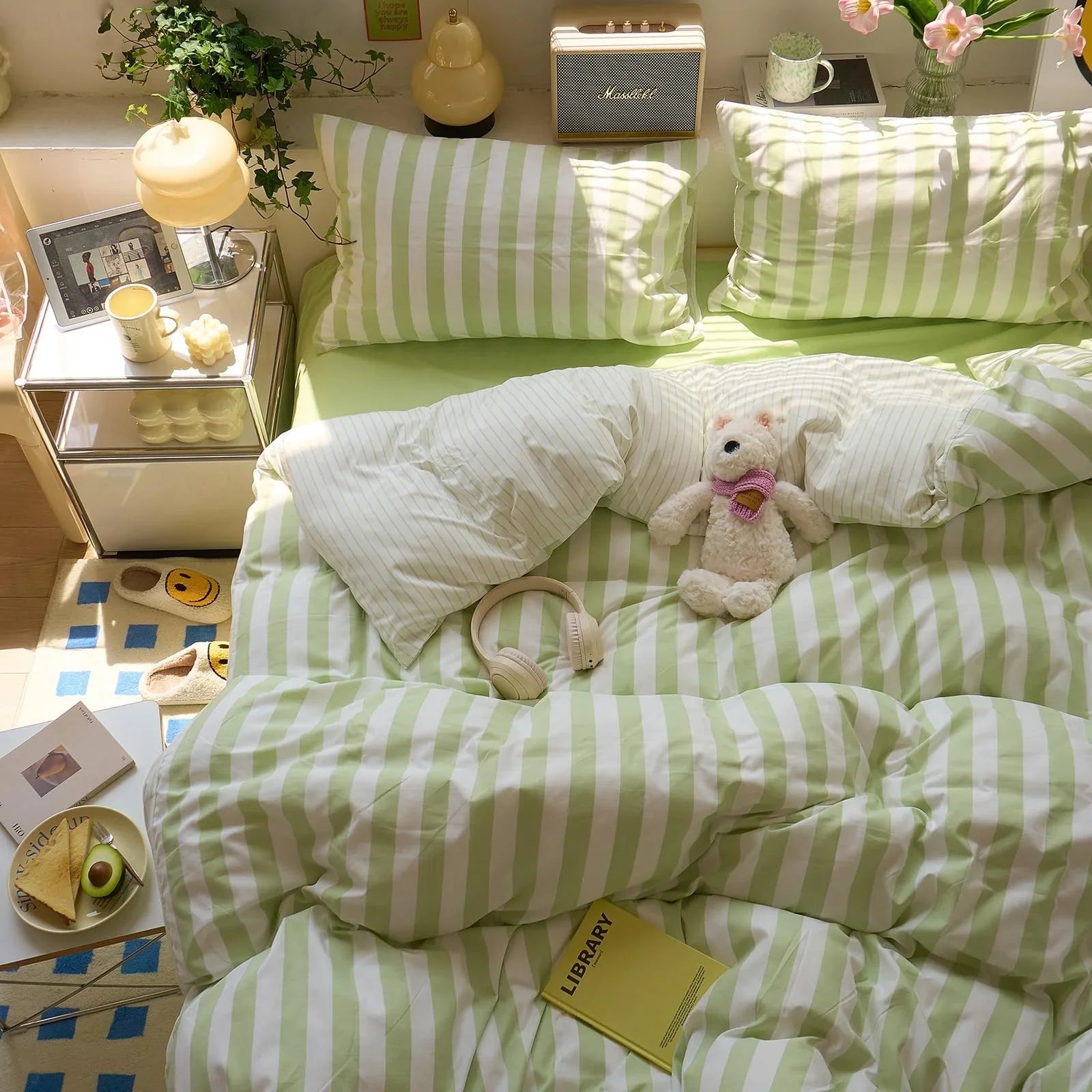 Goodinary® Washed Cotton Crepe Striped Quilt Set