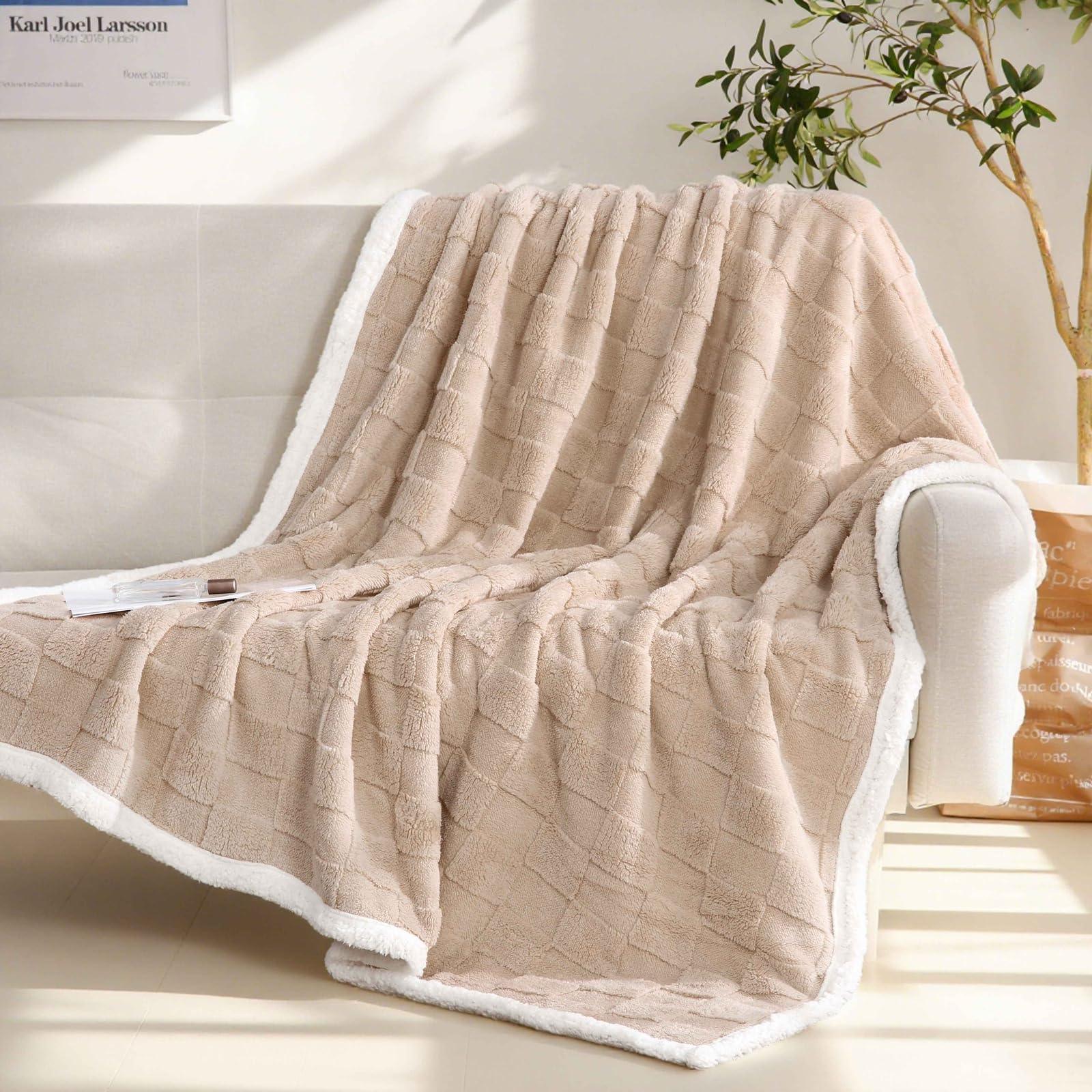 Goodinary® Plush Sherpa Flannel Warm Throw Blanket