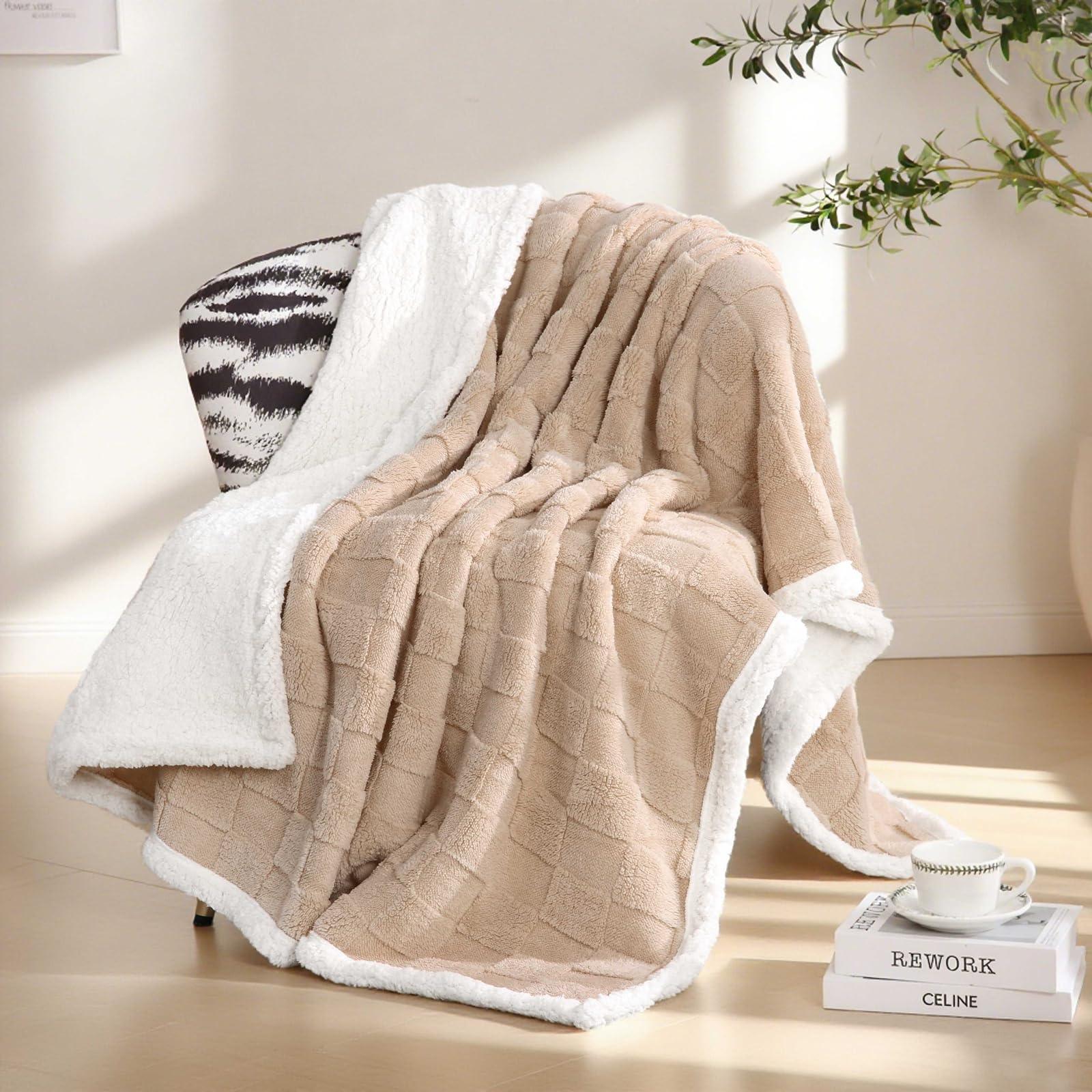 Goodinary® Plush Sherpa Flannel Warm Throw Blanket