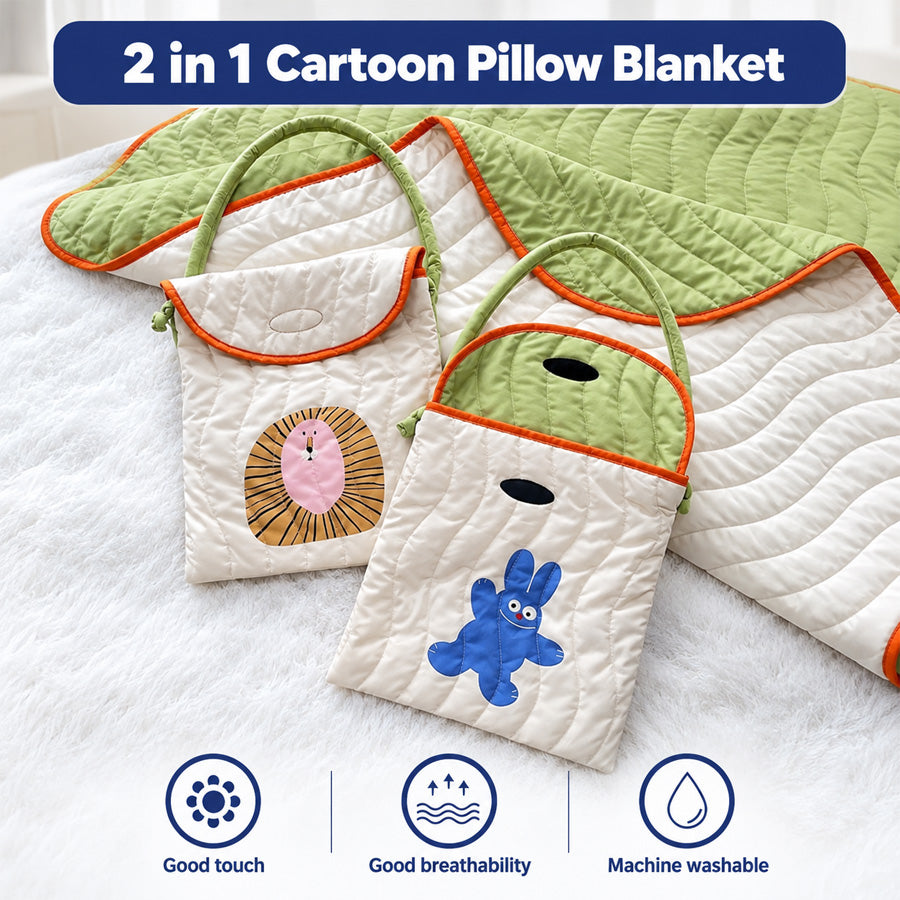 Goodinary® 2 in 1 Cartoon Pillow Blanket