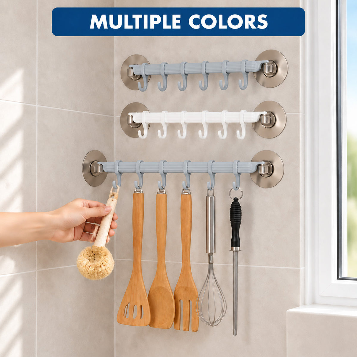 Goodinary® 6-Row Suction Cup Hook Rack