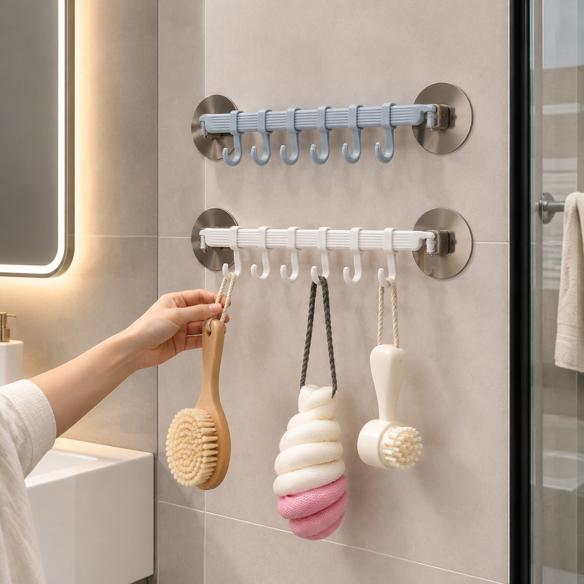 Goodinary® 6-Row Suction Cup Hook Rack