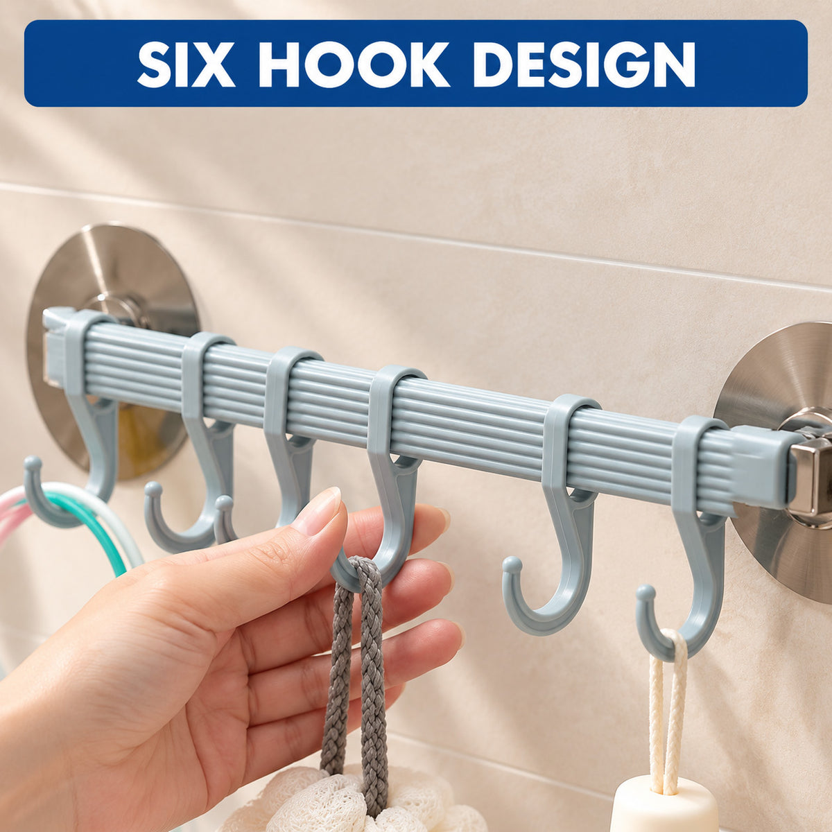 Goodinary® 6-Row Suction Cup Hook Rack