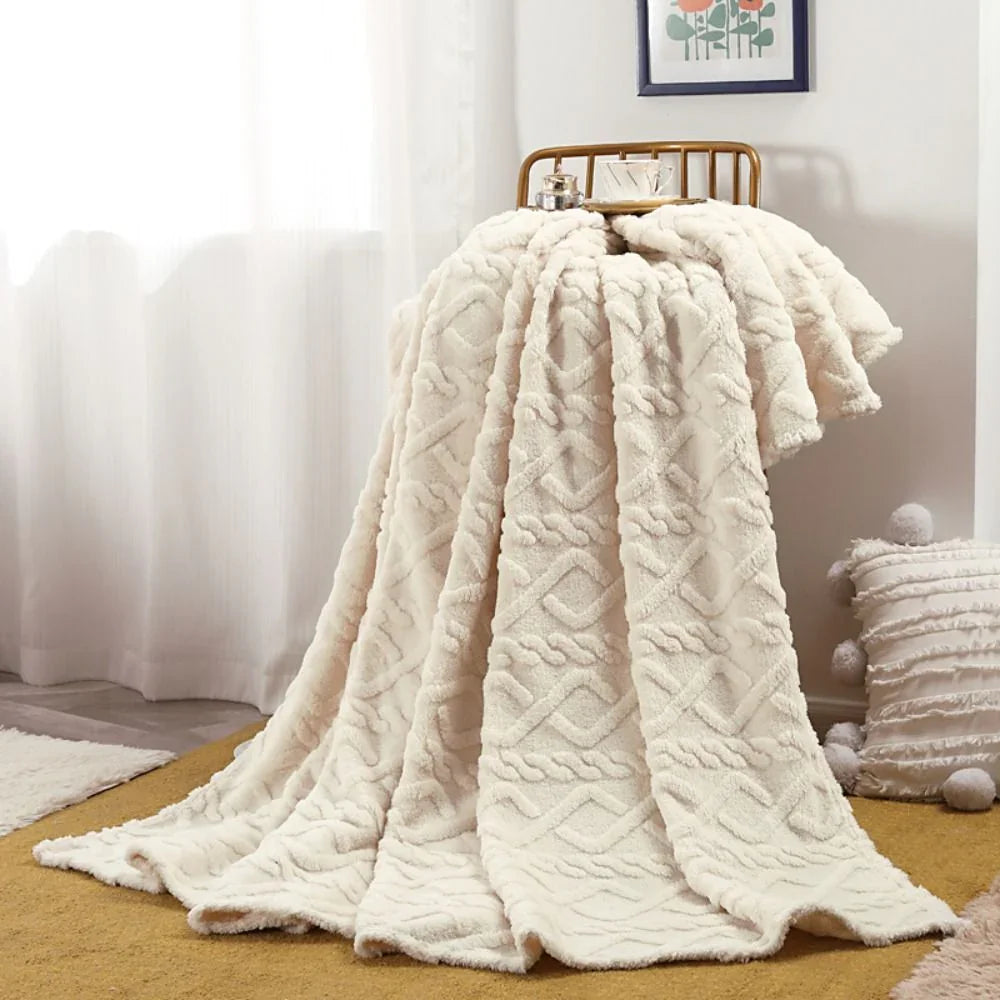Goodinary® Ruched Faux Fur Cozy Throw Blanket