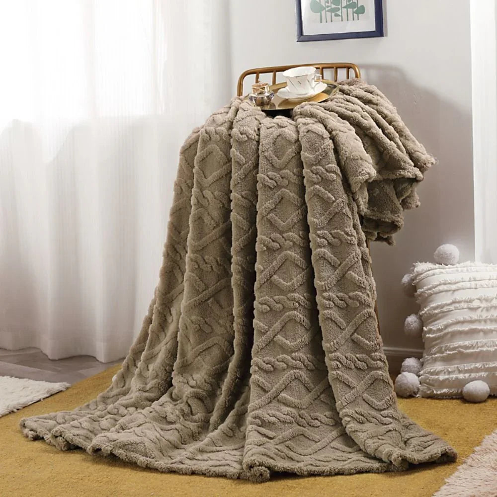 Goodinary® Ruched Faux Fur Cozy Throw Blanket