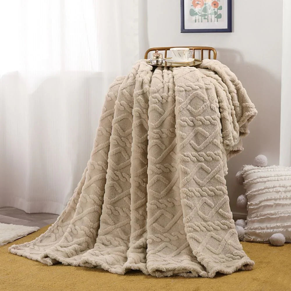 Goodinary® Ruched Faux Fur Cozy Throw Blanket
