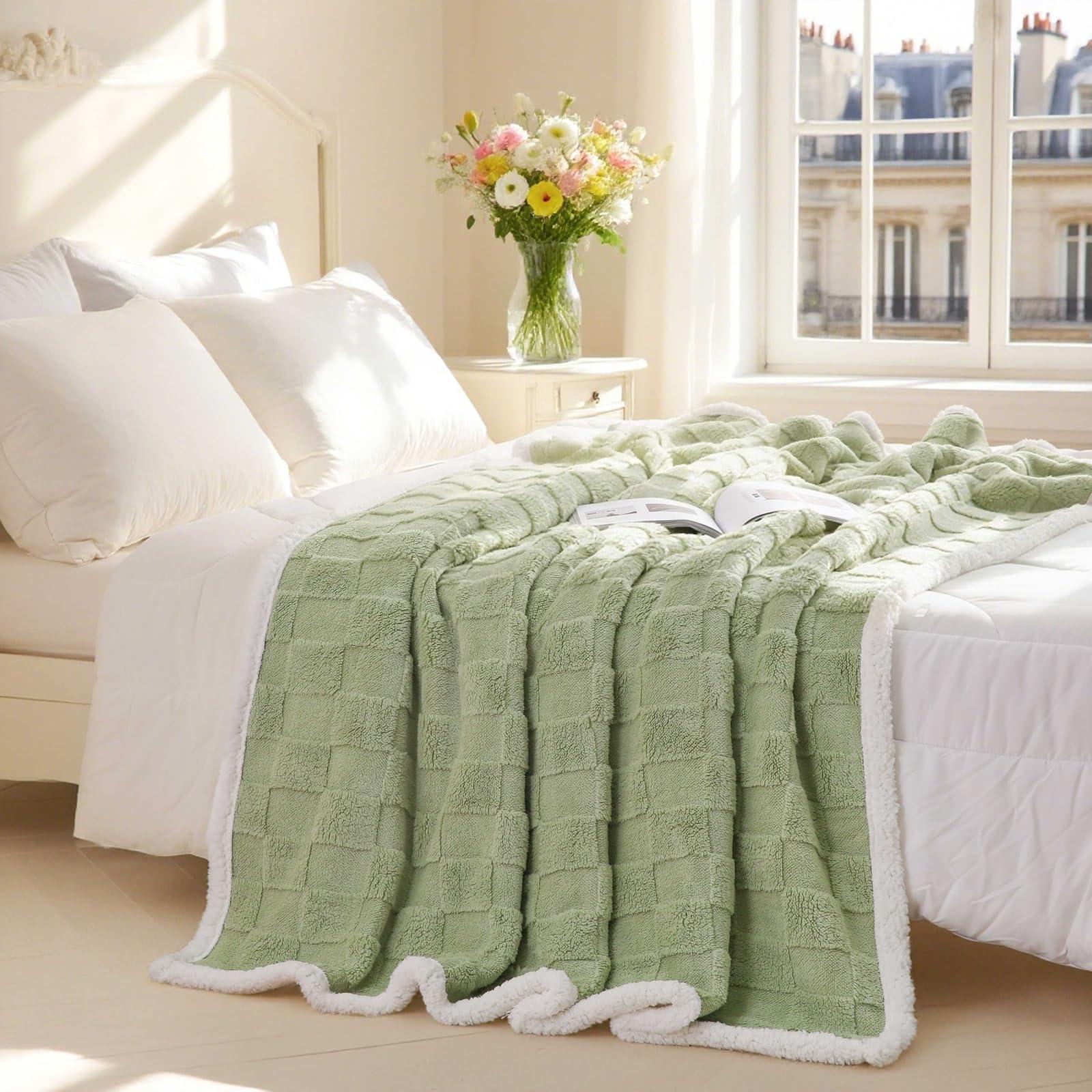 Goodinary® Plush Sherpa Flannel Warm Throw Blanket