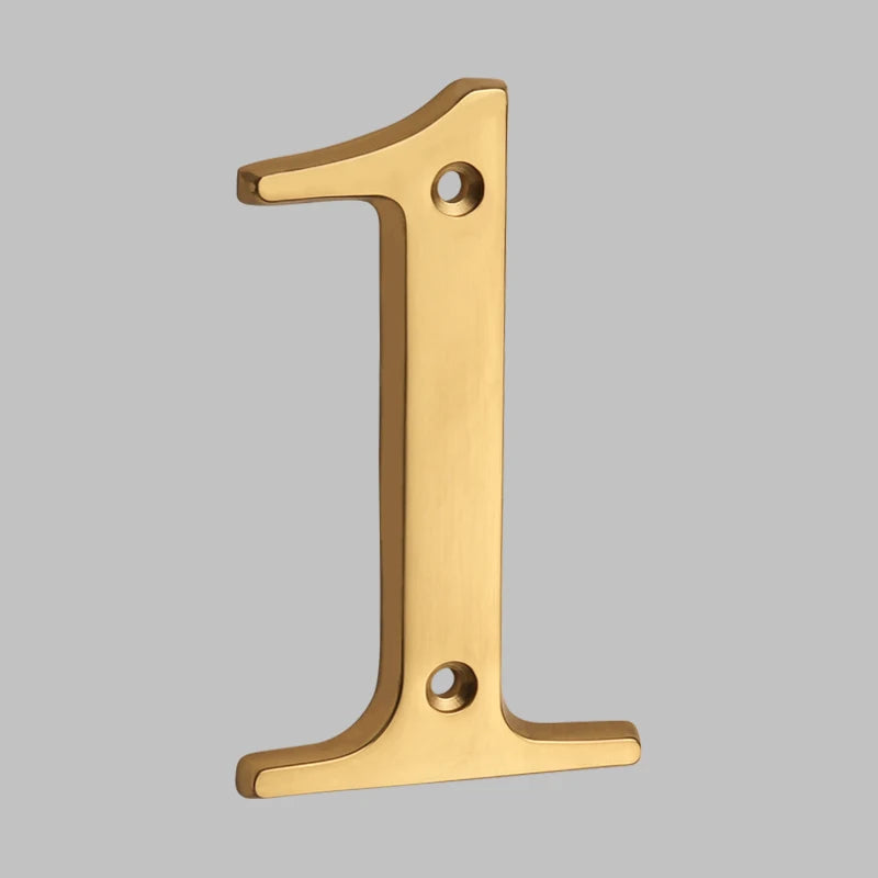 1pc 101mm Solid Brass House Number Outdoor 4 inch Metal Letter Apartment Door Number Mailbox Address Sign #0-9 With Screws