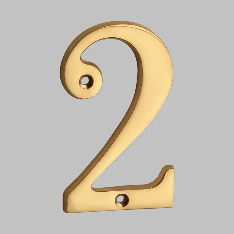 1pc 101mm Solid Brass House Number Outdoor 4 inch Metal Letter Apartment Door Number Mailbox Address Sign #0-9 With Screws