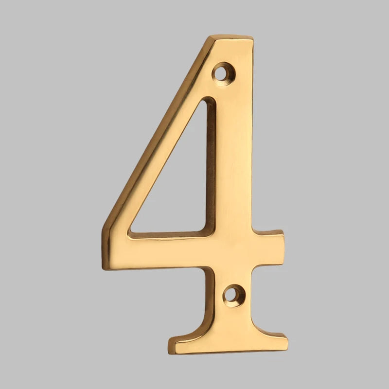 1pc 101mm Solid Brass House Number Outdoor 4 inch Metal Letter Apartment Door Number Mailbox Address Sign #0-9 With Screws