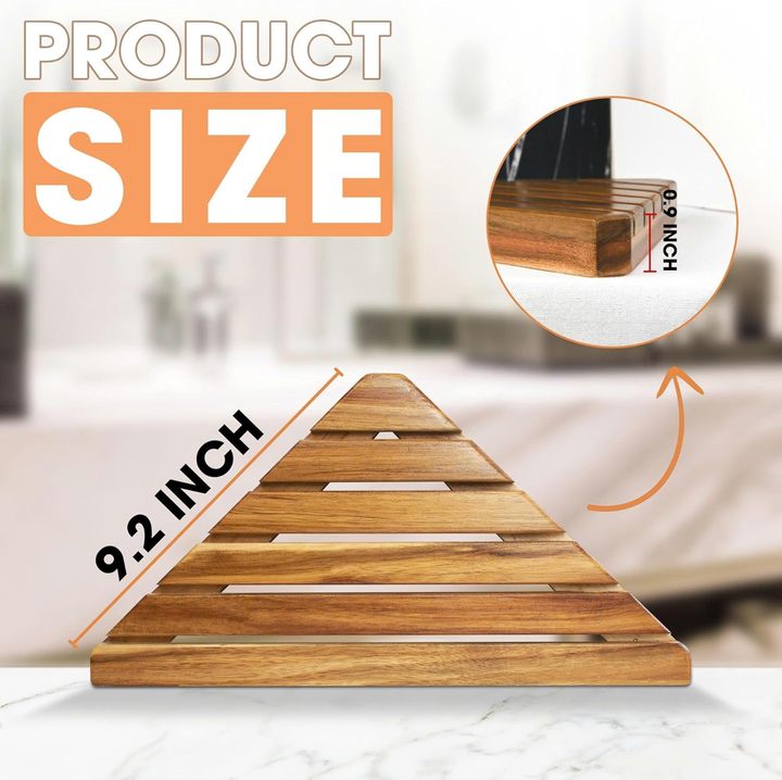 Acacia 2,3 Tiers Corner Shower Shelf, Triangular Corner Shelf Wooden Bathroom Shelf for Tiled Wall, Shower Corner Shelf