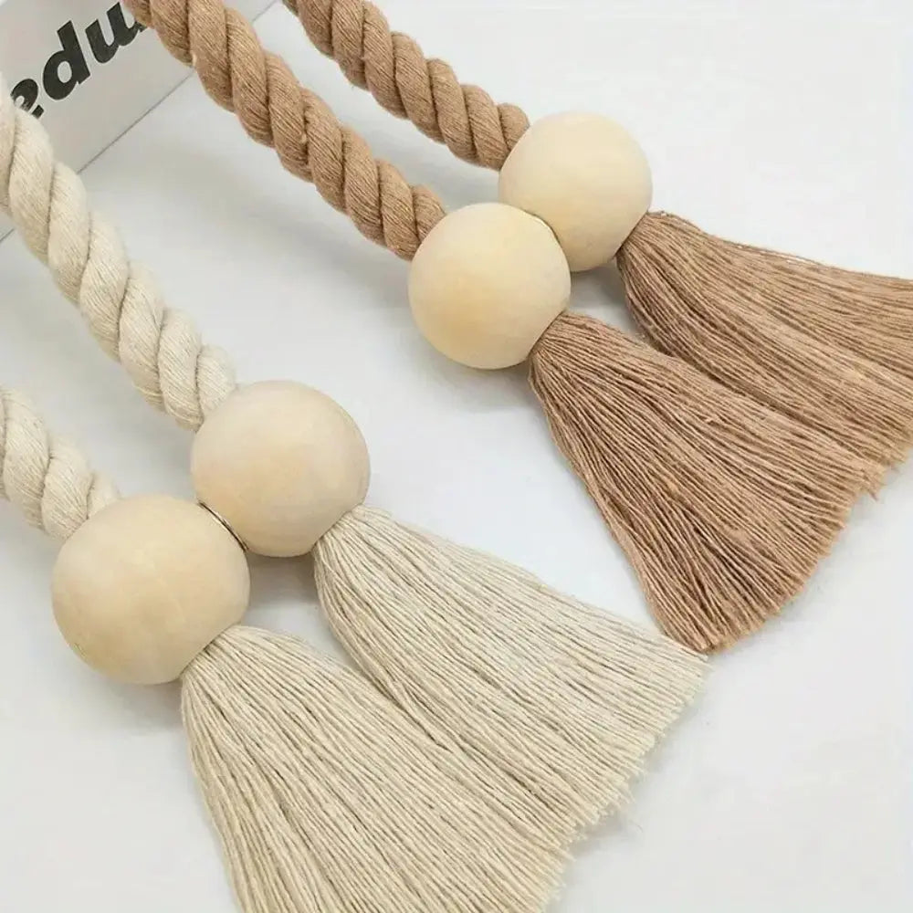 Goodinary® Boho Wooden Magnetic Curtain Tiebacks (2Pcs) Goodinary