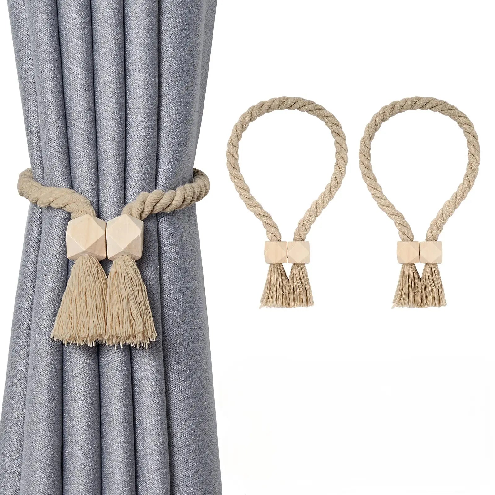 Goodinary® Boho Wooden Magnetic Curtain Tiebacks (2Pcs) Goodinary