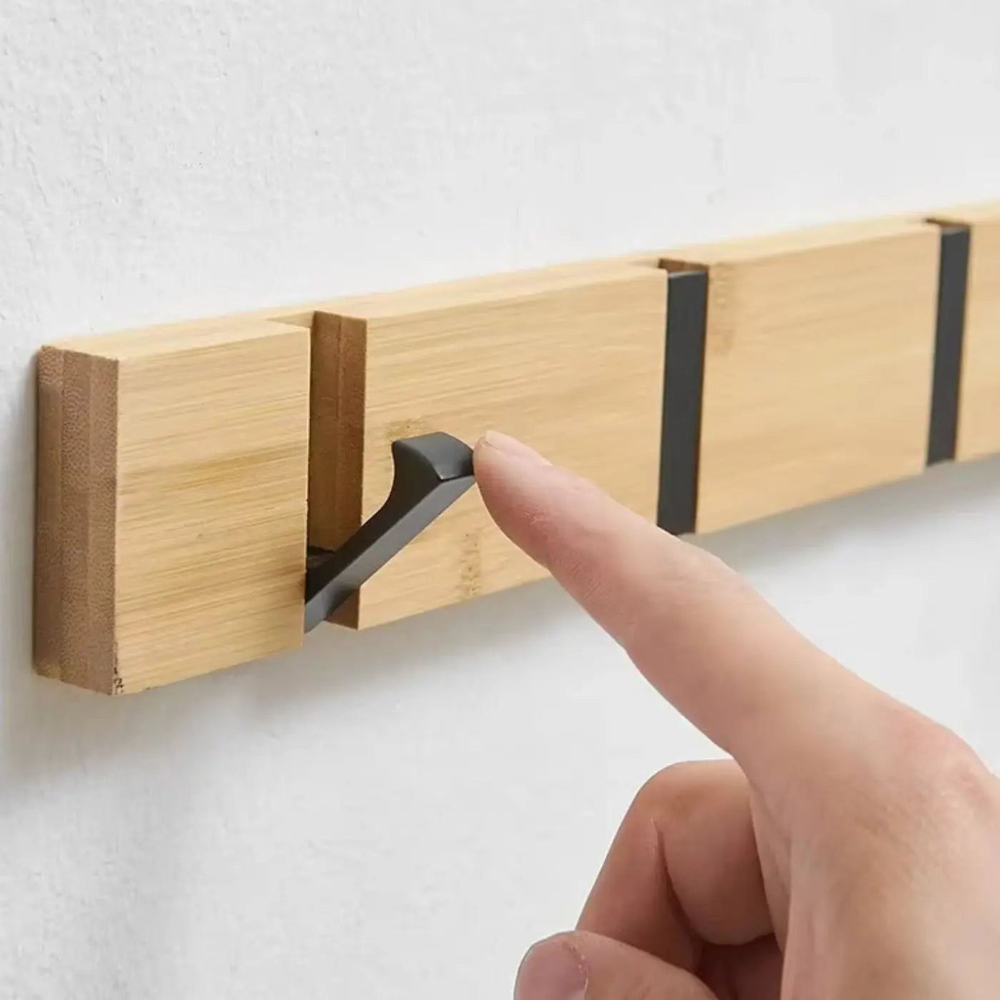 Goodinary® Wooden Wall Mounted Coat Rack with Flip Hooks - Goodinary